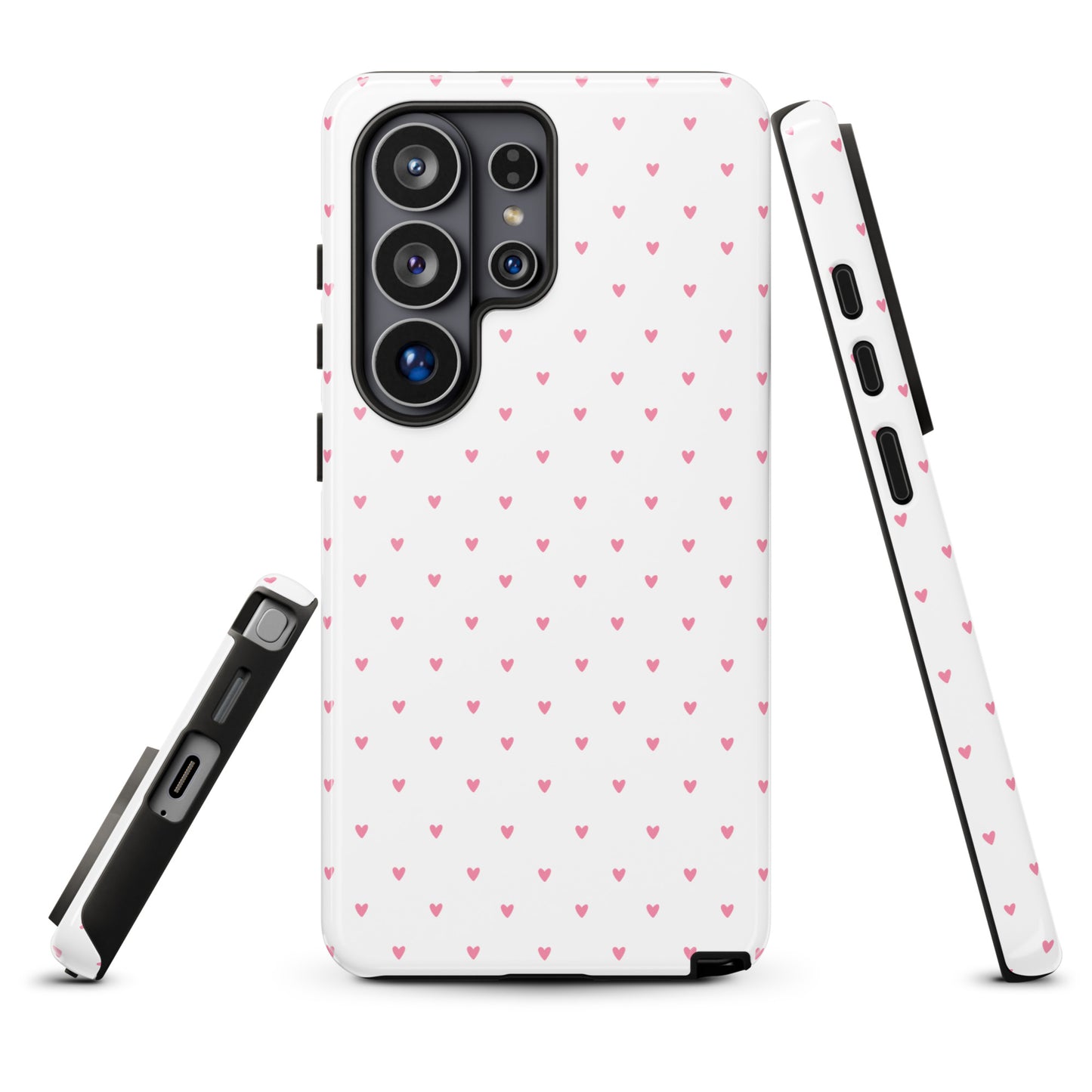 Phone Case for Samsung Galaxy with heart-dot pattern, showcasing cute and modern design, blending adorable hearts on bold background.