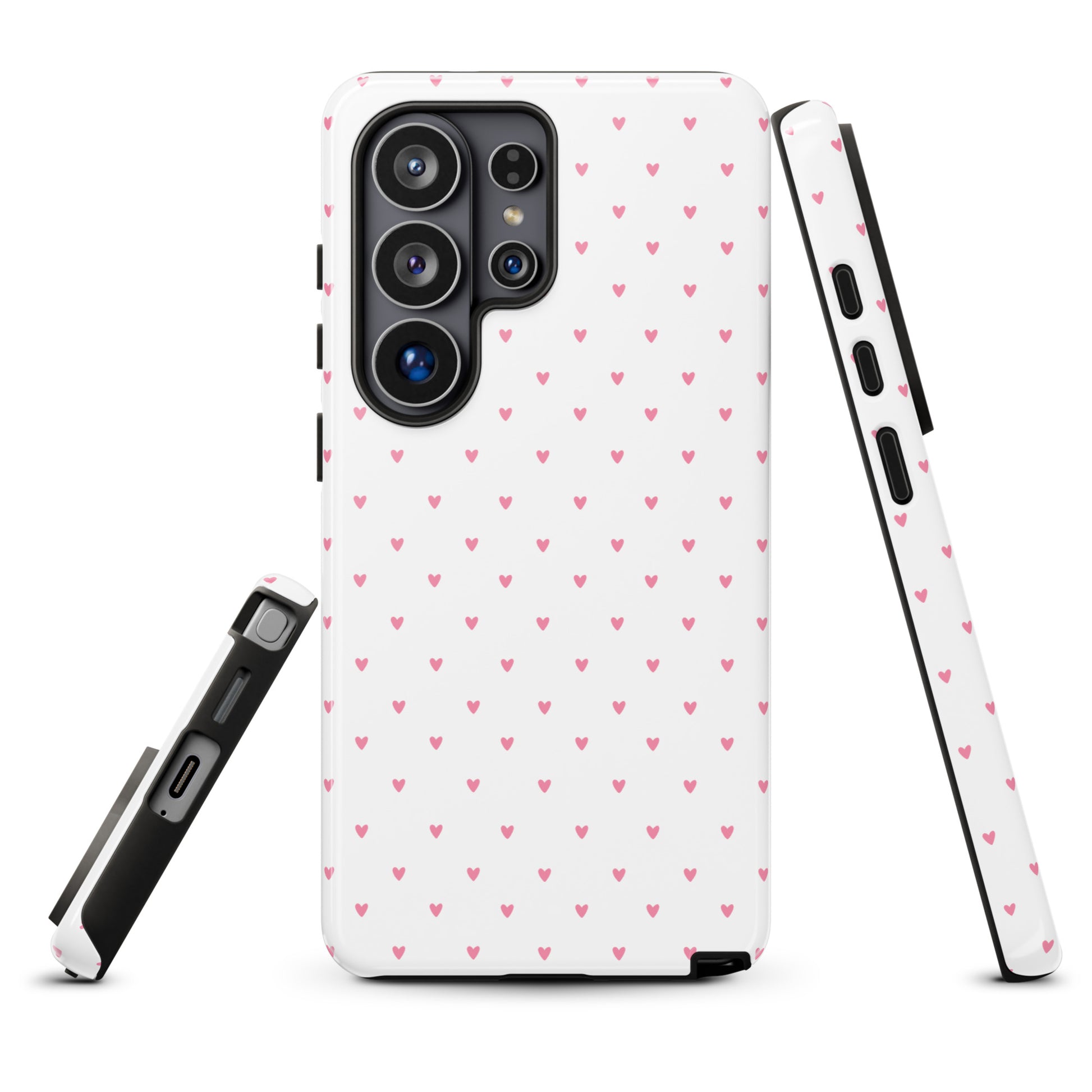 Phone Case for Samsung Galaxy with heart-dot pattern, showcasing cute and modern design, blending adorable hearts on bold background.