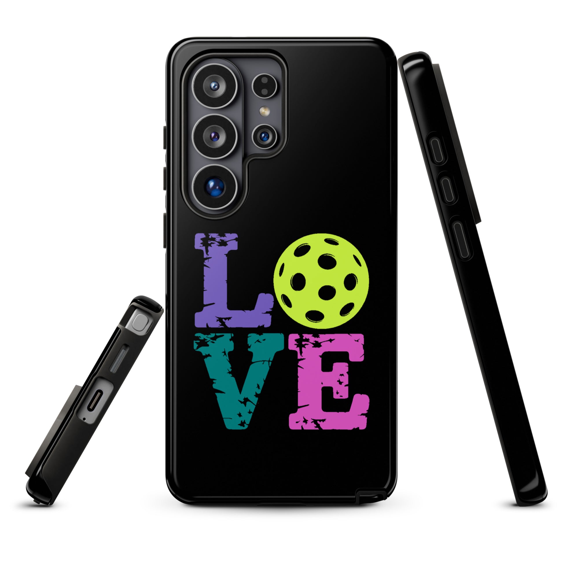 Phone Case for Samsung Galaxy with LOVE pickleball design, perfect for pickleball fans.