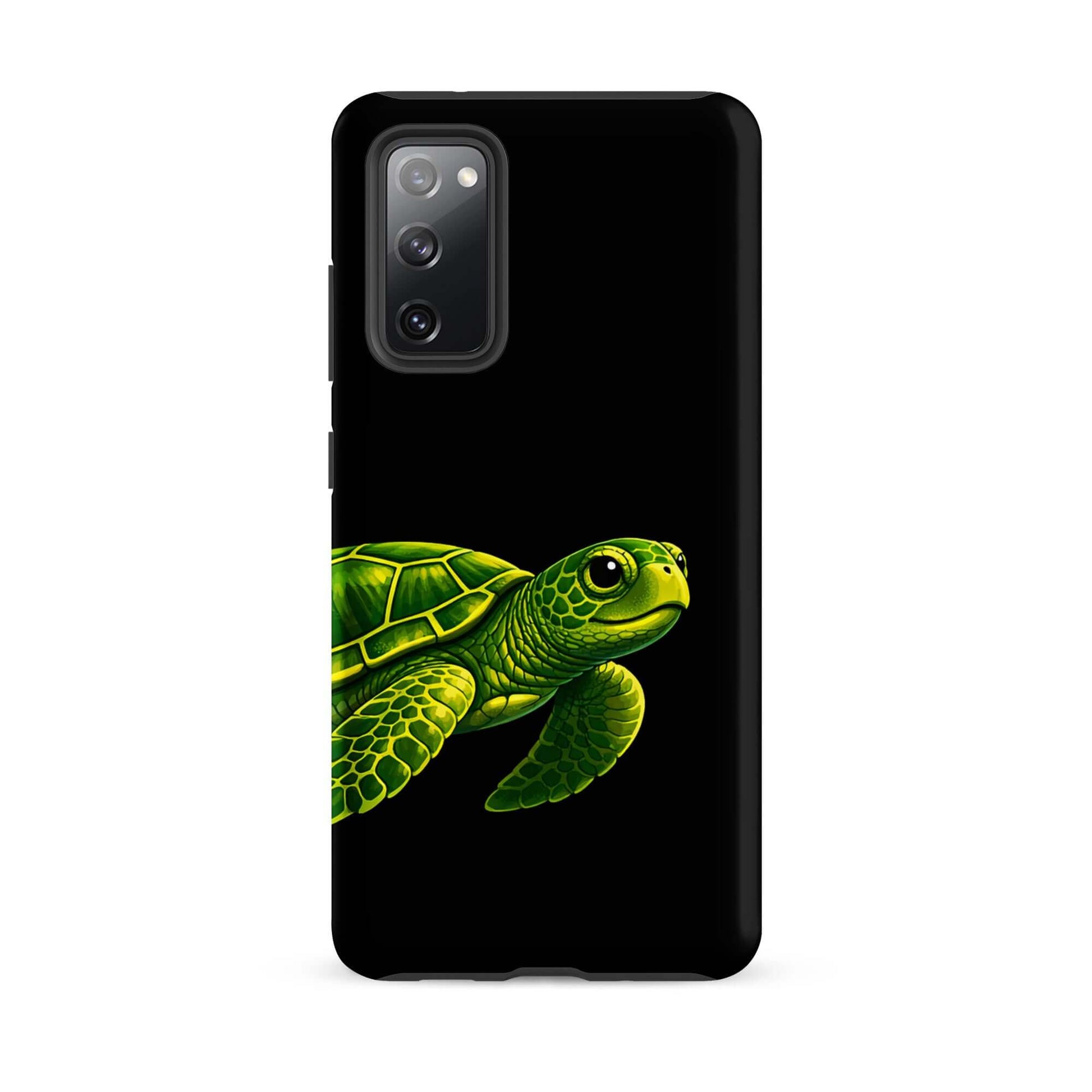 Phone case featuring a vibrant sea turtle design on a sleek black background for Samsung Galaxy.