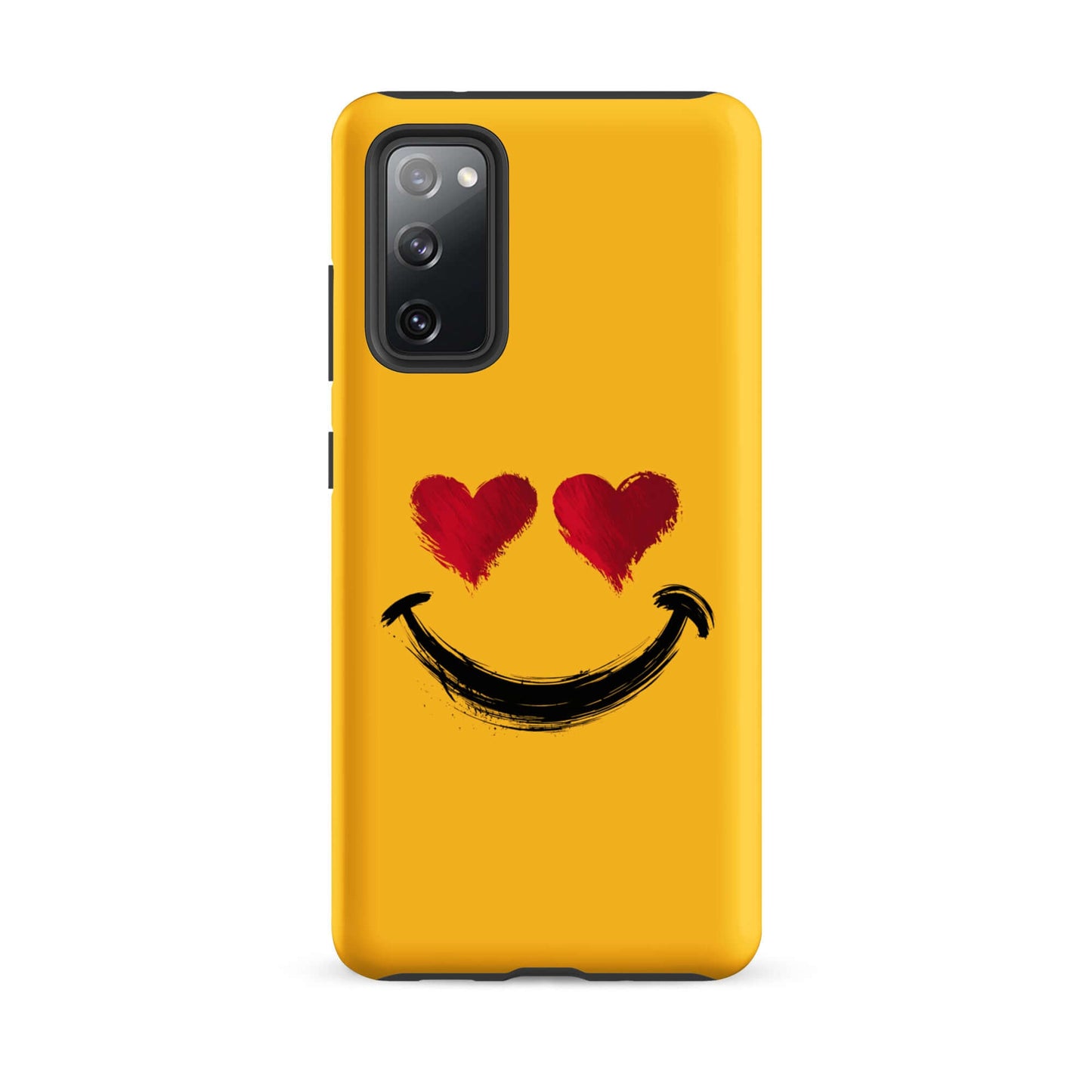 Phone Case for Samsung Galaxy with heart-eyes smiley design, bold style, vibrant colors, artistic texture, luxury accessory.