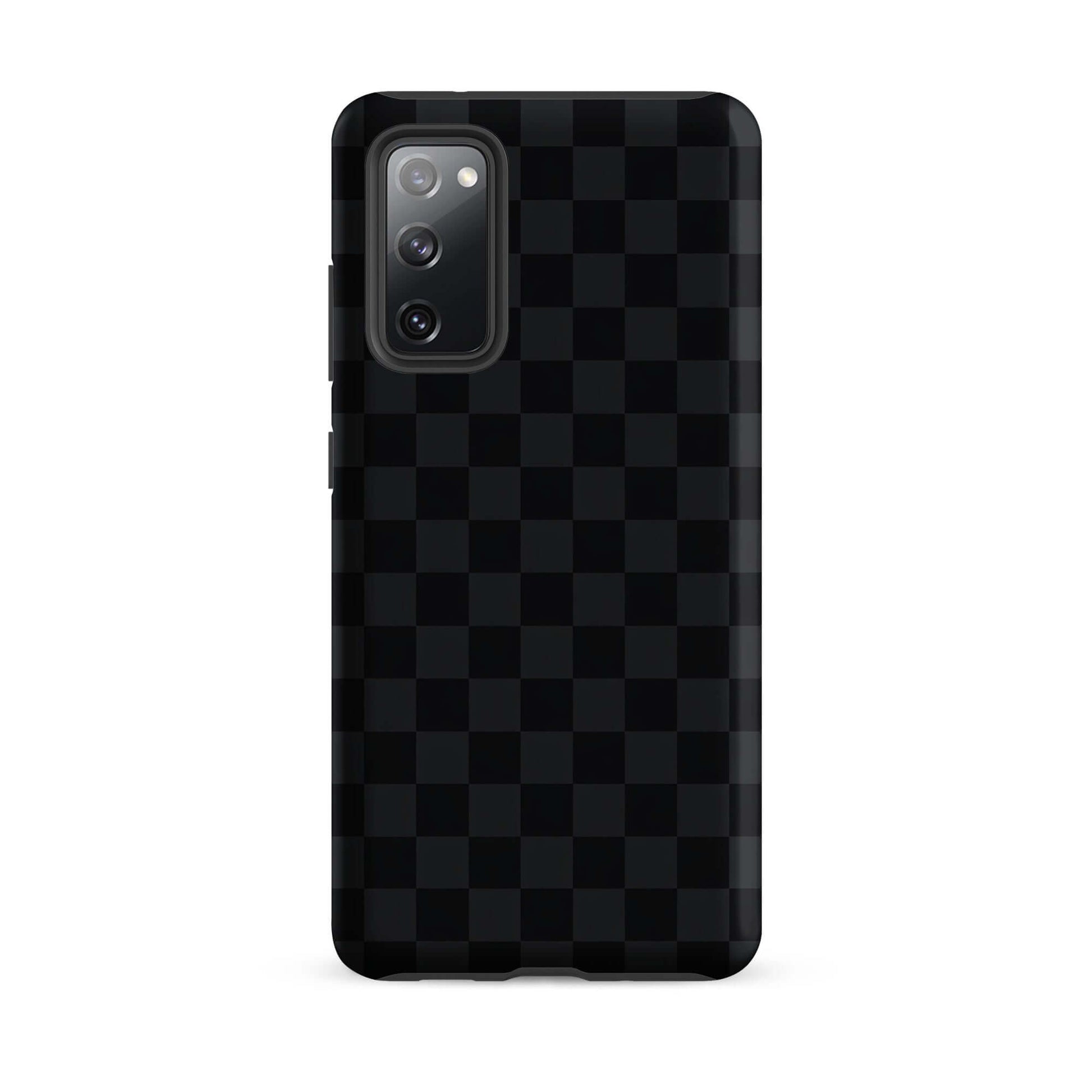 Phone Case for Samsung Galaxy with black and charcoal checkered design, sleek and modern look for style and device protection.