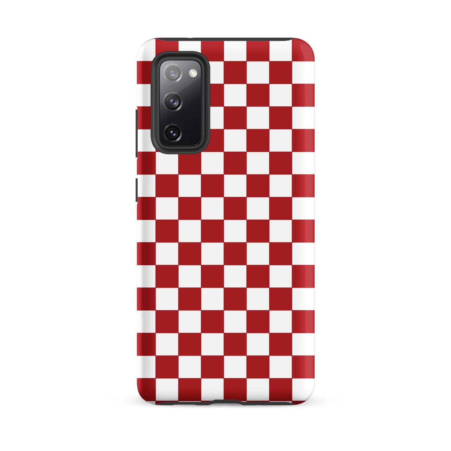 Crimson red checkered Phone Case for Samsung Galaxy showcasing bold pattern and playful style.