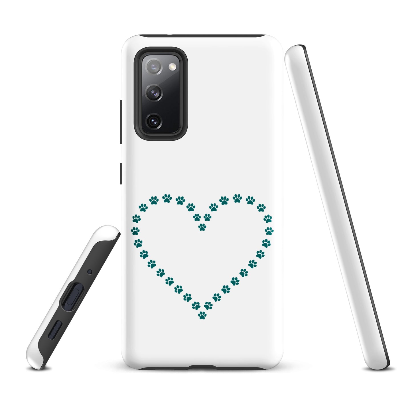 Phone Case for Samsung Galaxy with heart design made of paw prints, ideal for pet lovers seeking cute and durable protection.