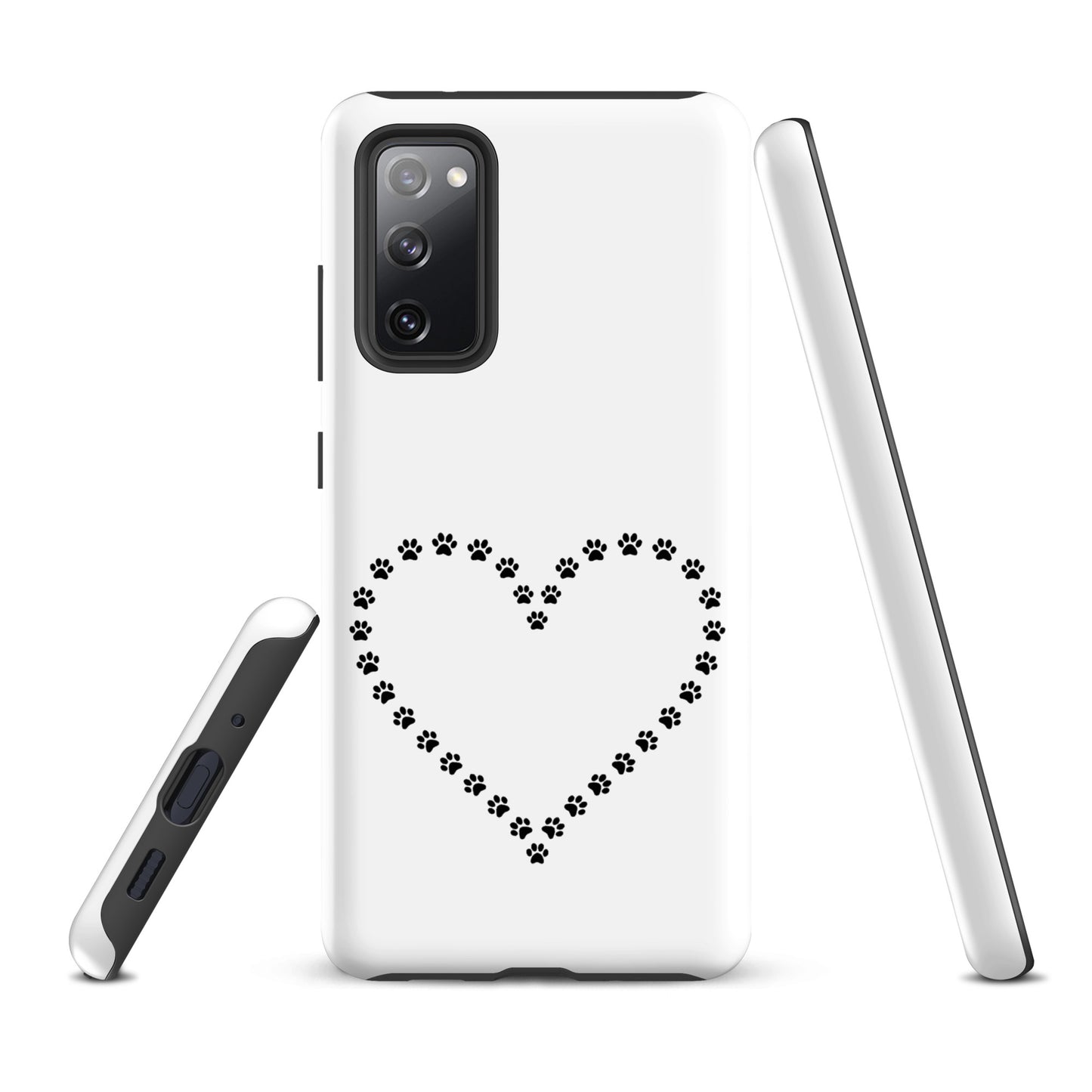 Phone Case for Samsung Galaxy with paw print heart design, perfect for pet lovers and offering durable protection.