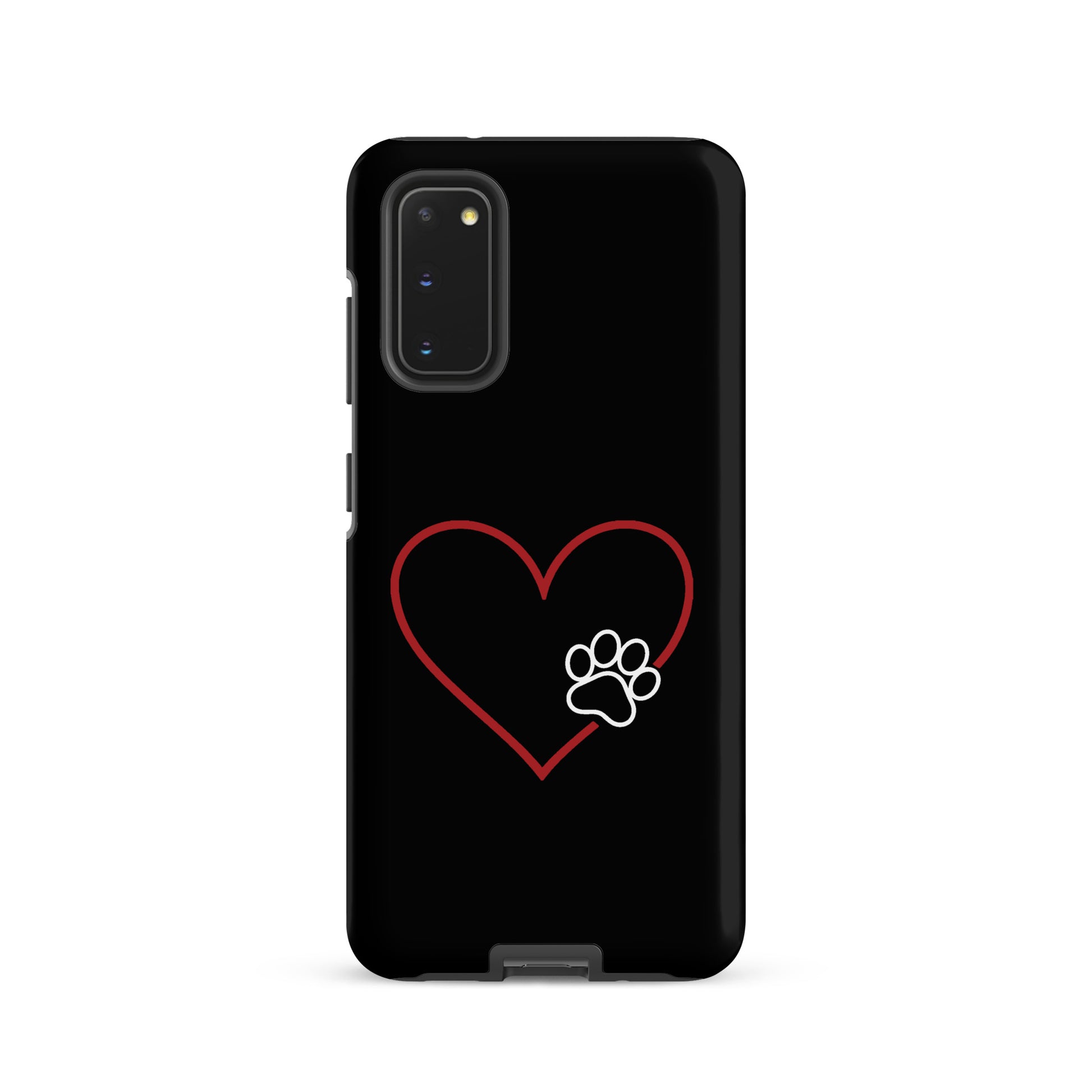 Elegant Samsung Galaxy Phone Case with Heart and Paw Print Design, combining style with protection for pet lovers.