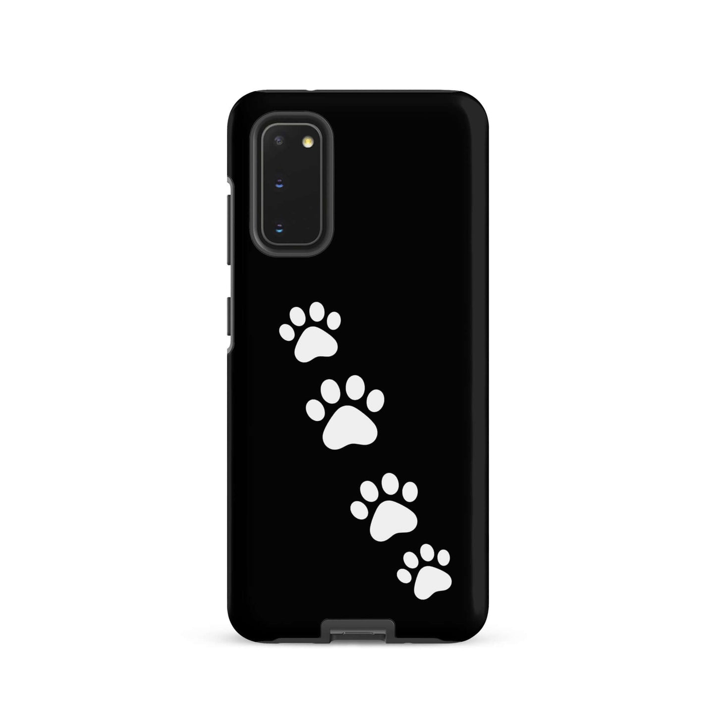 Phone case with white paw-print trail for Samsung Galaxy, perfect for pet lovers seeking a playful and modern design.