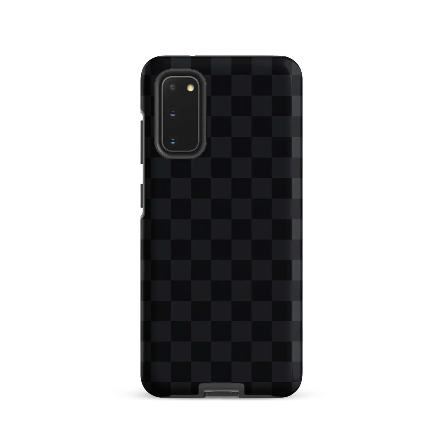Phone Case for Samsung Galaxy with black and charcoal checkered design, sleek and modern look. Adds sophistication and protection.