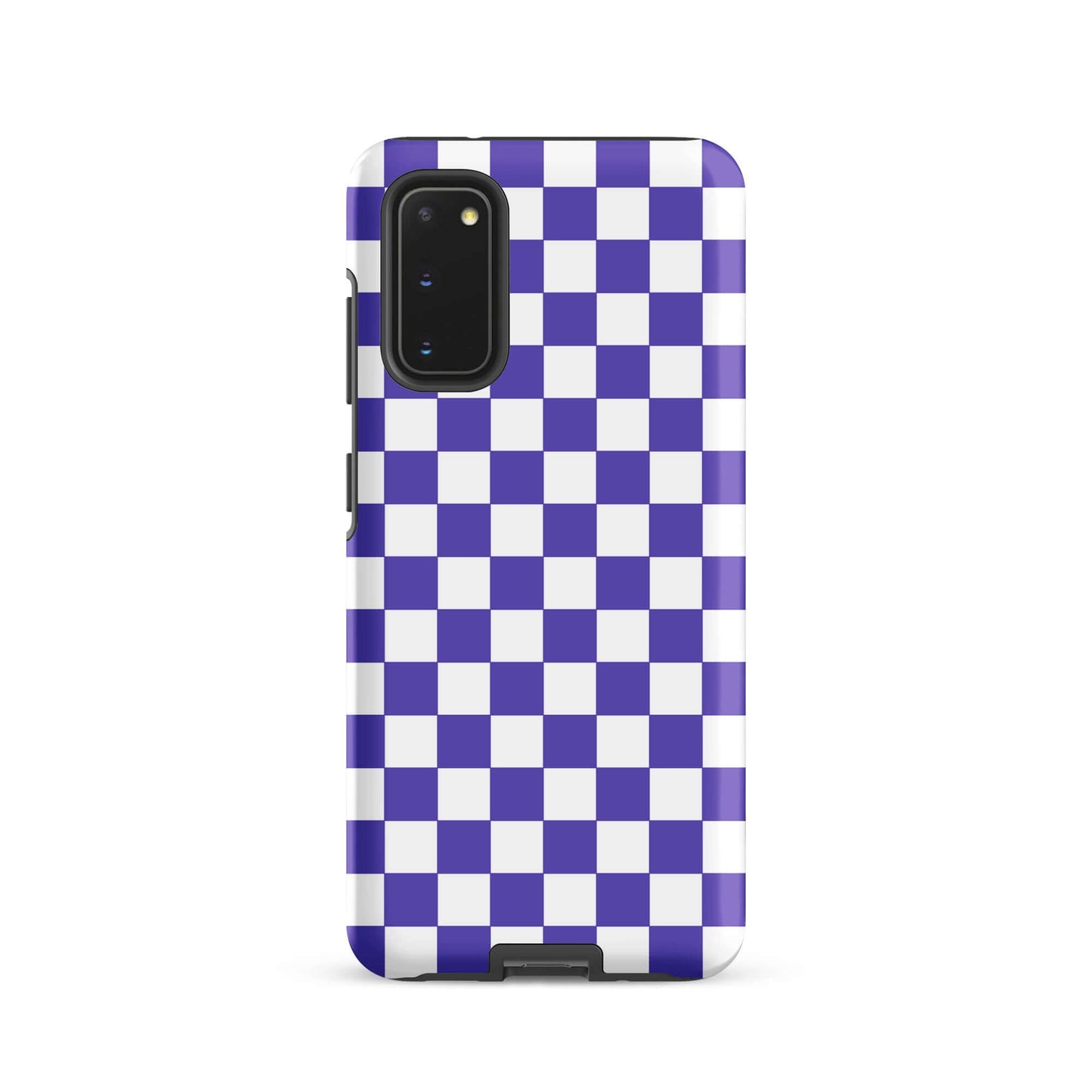 Phone Case for Samsung Galaxy with purple and white checkered pattern, adding a playful and stylish vibe to your smartphone.
