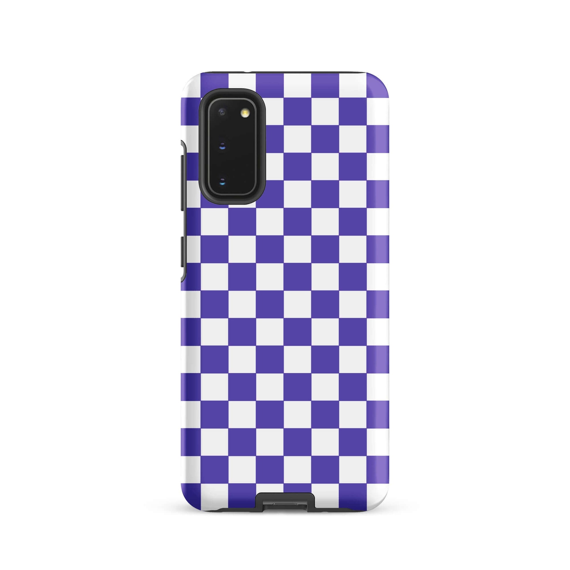 Phone Case for Samsung Galaxy with purple and white checkered pattern, adding a playful and stylish vibe to your smartphone.