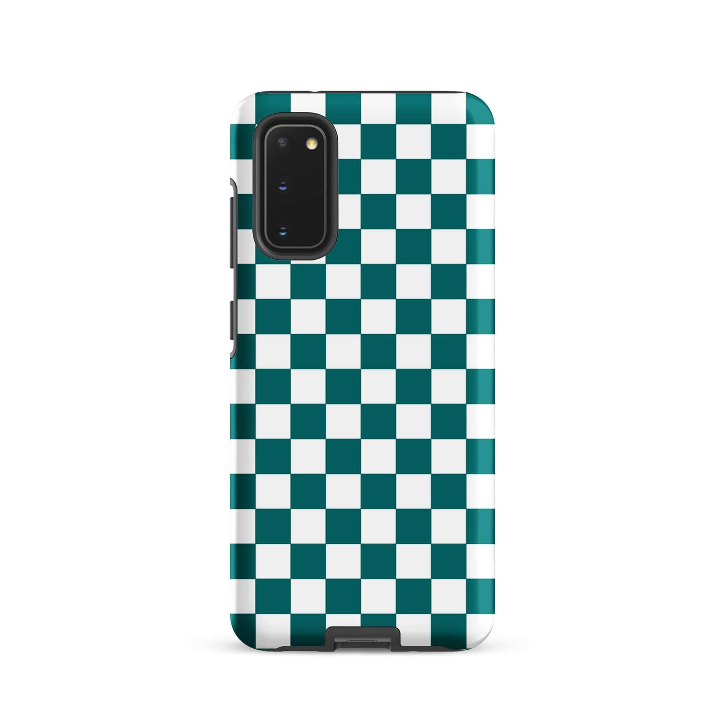 Phone Case for Samsung Galaxy in teal and white checkered design, adding a playful and stylish touch to your device.