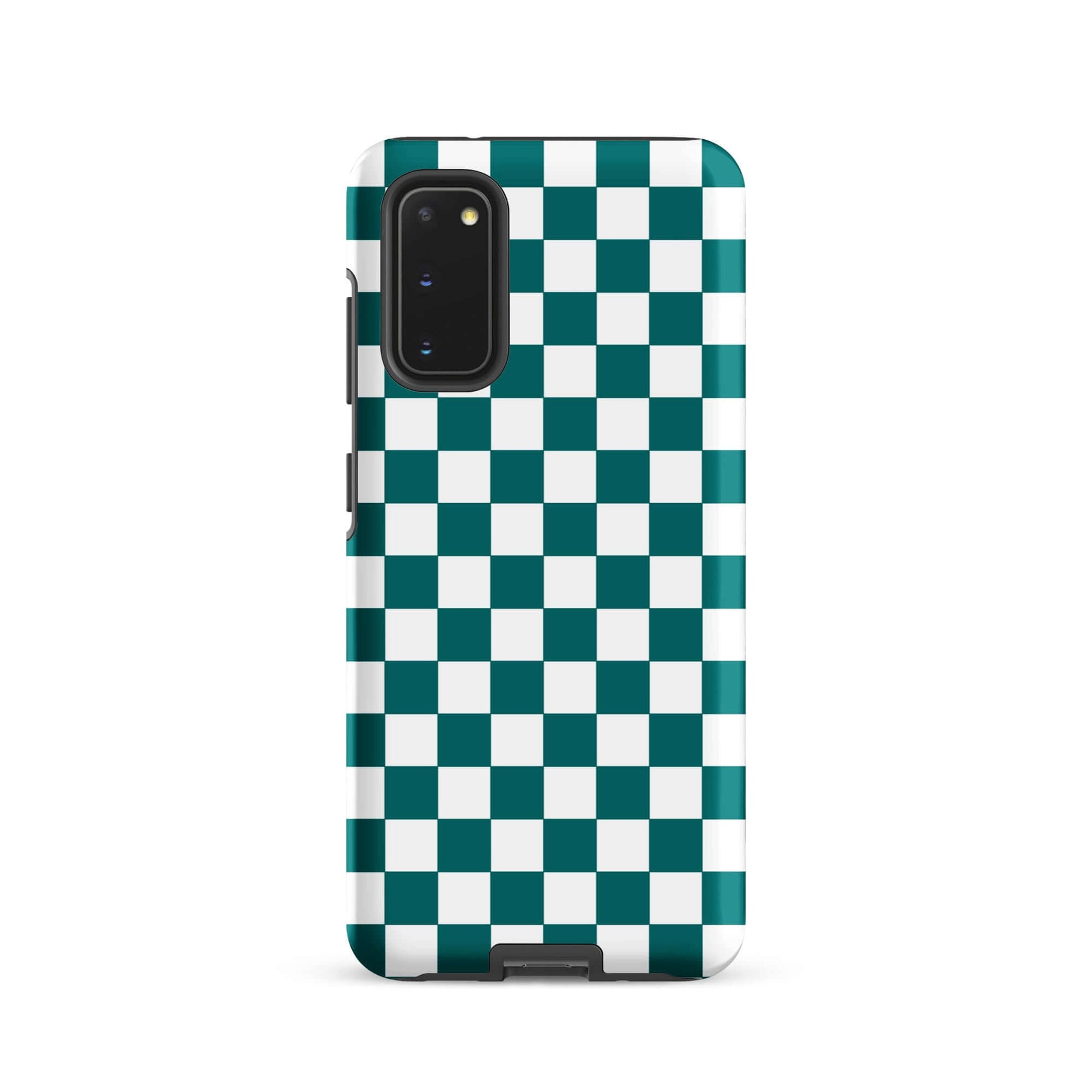 Phone Case for Samsung Galaxy in teal and white checkered design, adding a playful and stylish touch to your device.