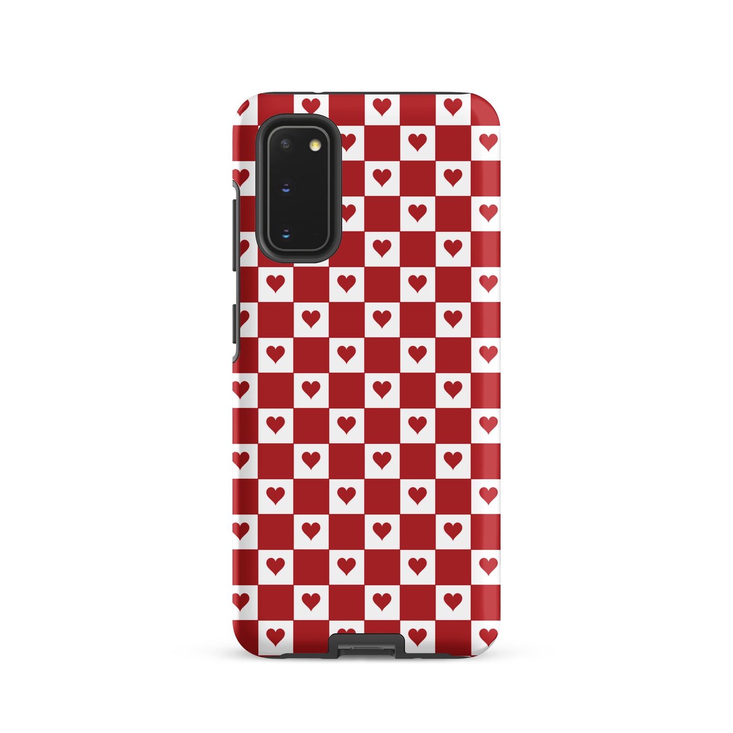 Phone Case with cute red heart checkered design for Samsung Galaxy
