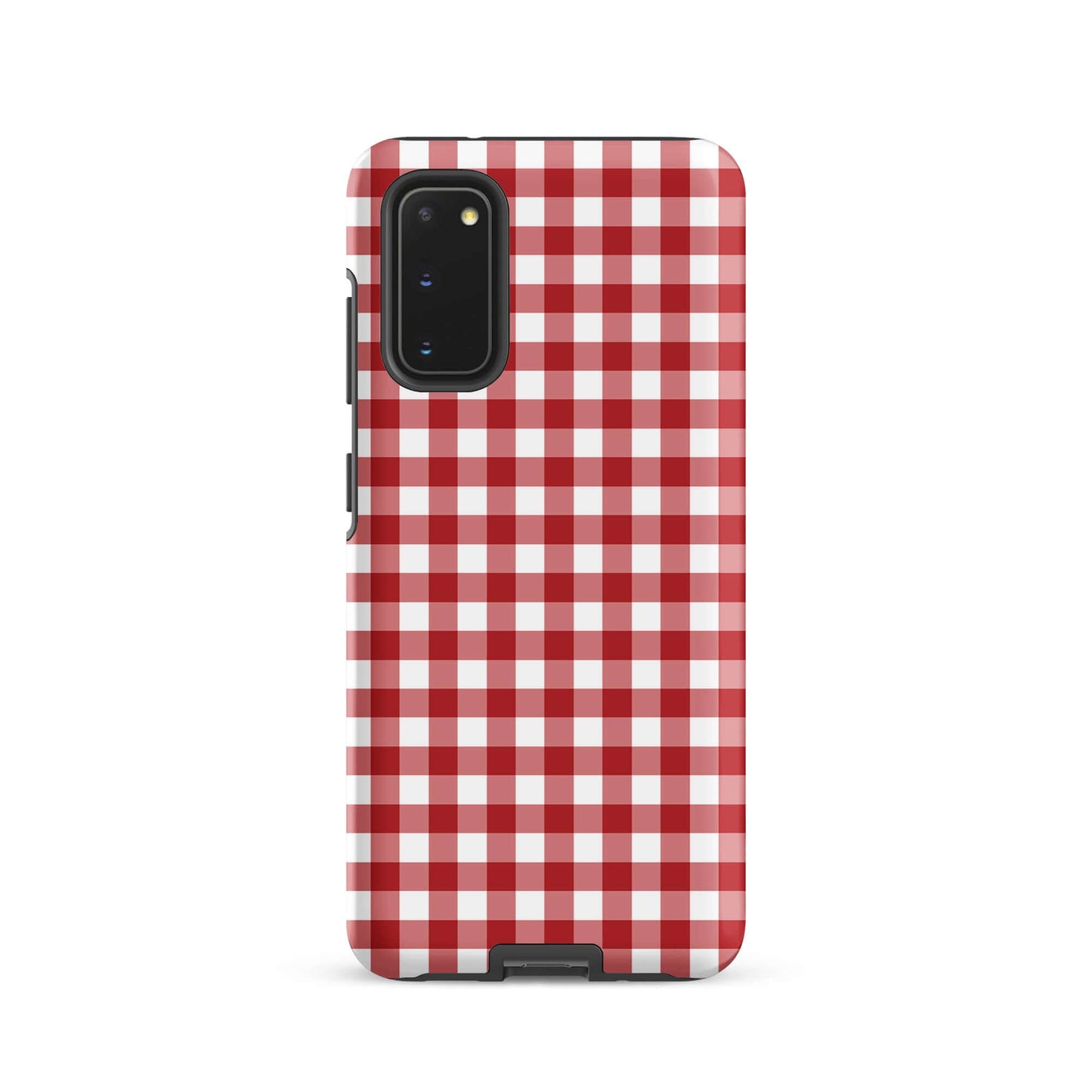 Phone Case with red and white gingham pattern for Samsung Galaxy, offering style and protection.