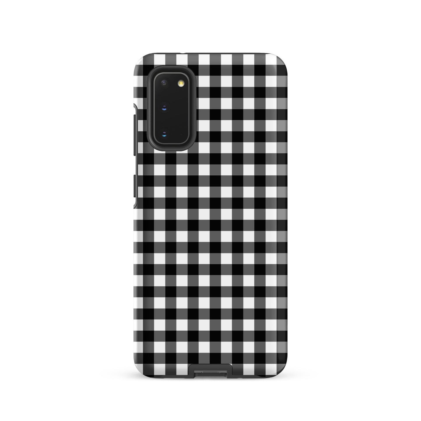 Phone Case for Samsung Galaxy with black-and-white gingham pattern, offering style and protection.
