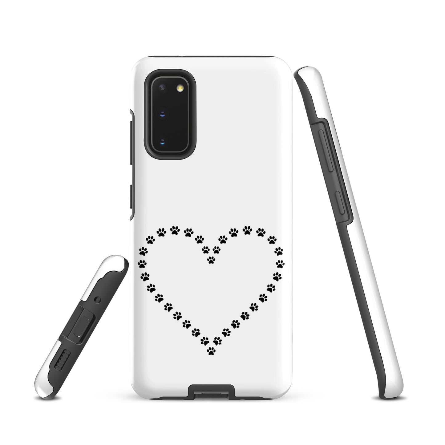 Phone Case for Samsung Galaxy with paw print heart design, perfect for pet lovers of cats and dogs, offering protection and style.
