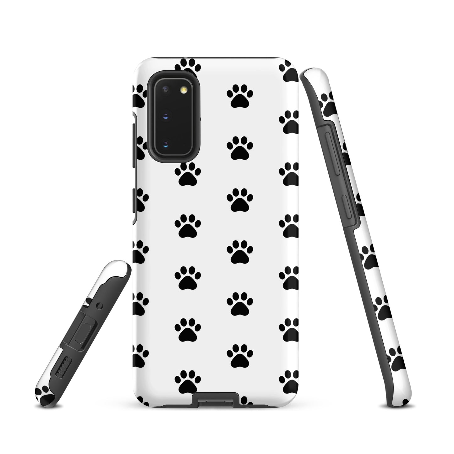Phone Case for Samsung Galaxy with paw print design for pet lovers, featuring minimalist black paw icons for a stylish look.