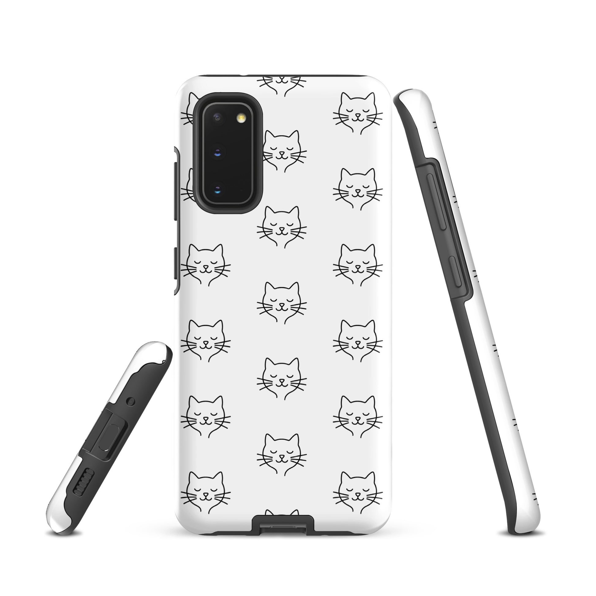 Phone Case for Samsung Galaxy with cute minimalist cat pattern design, offering stylish protection for cat enthusiasts.