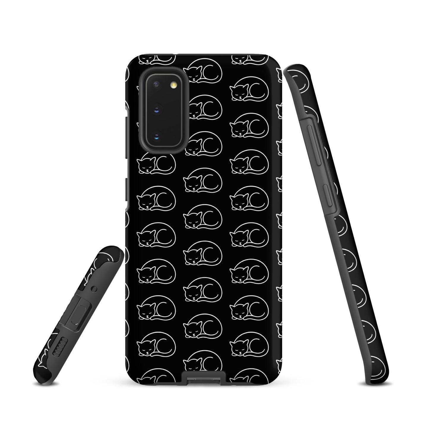 Phone Case for Samsung Galaxy with curled-up cat pattern, perfect for cat lovers seeking stylish protection.