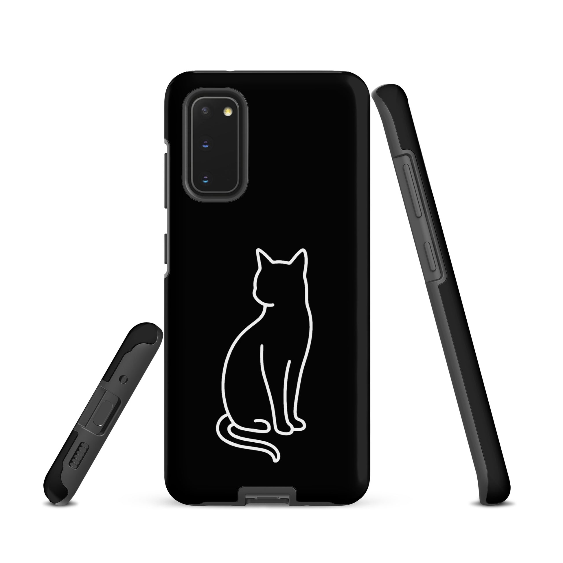 Phone Case for Samsung Galaxy with minimalist sitting cat design for modern pet lovers.