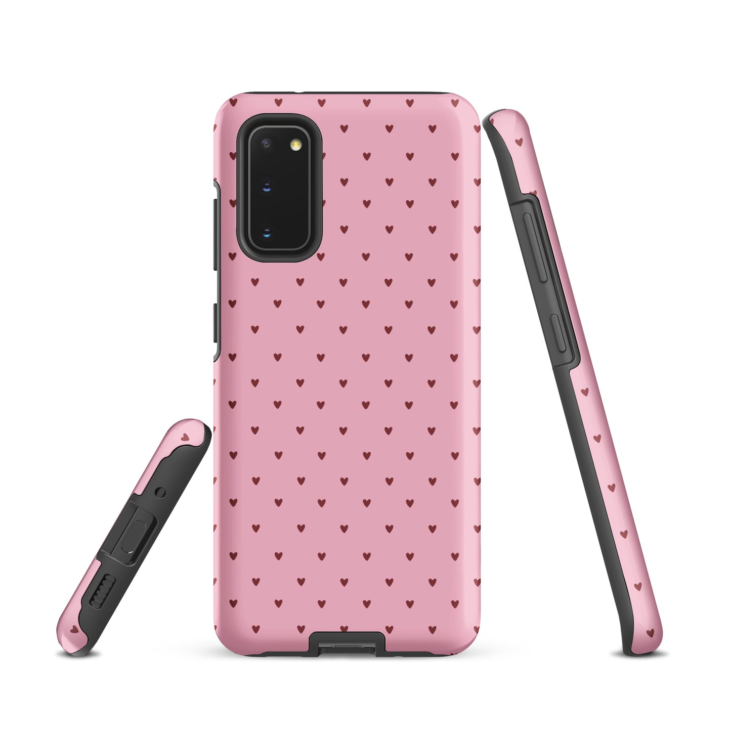 Phone Case for Samsung Galaxy with heart-dot pattern in pink, showcasing cute hearts in polka-dot style, stylish and modern accessory.