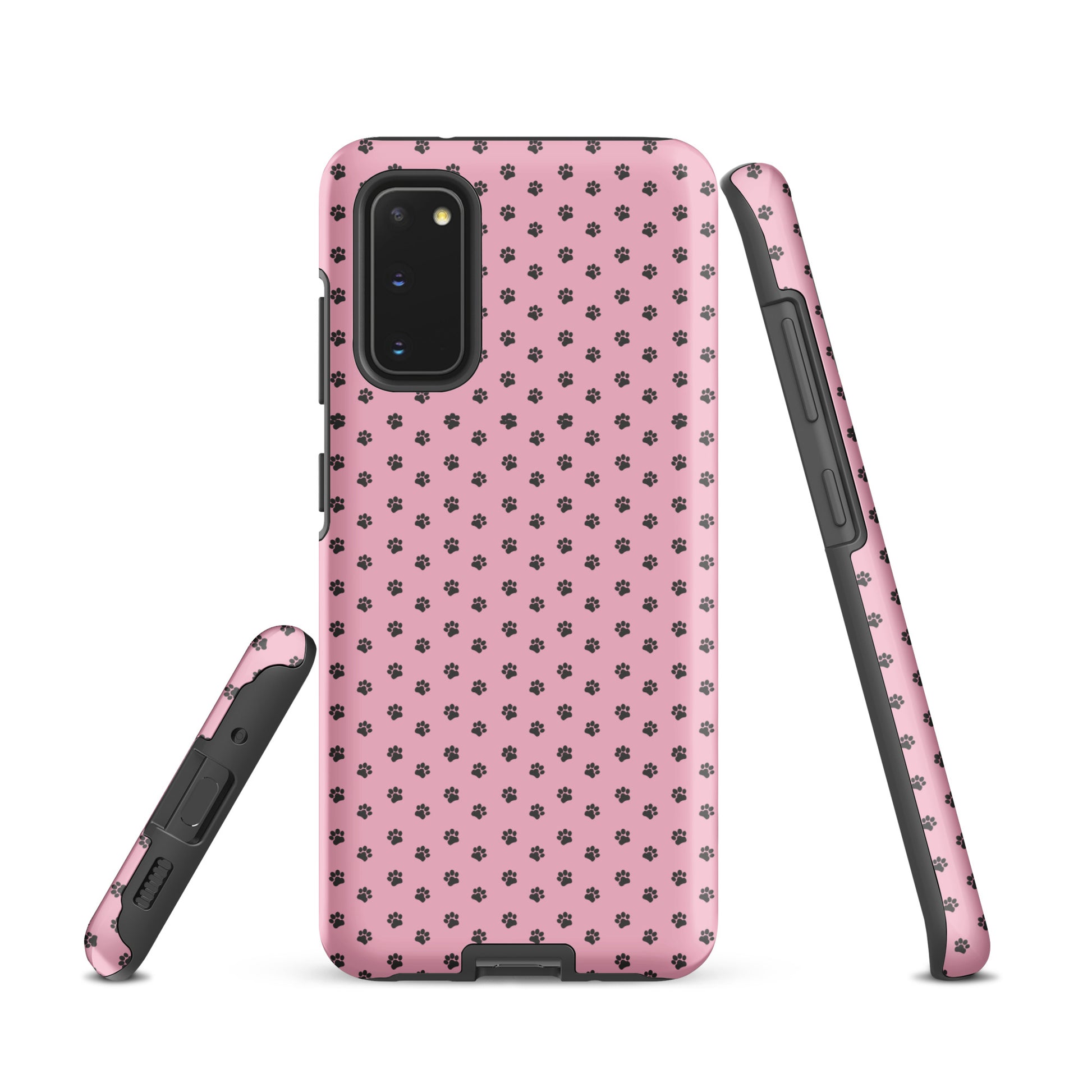 Phone Case Samsung Galaxy with pink paw-print design, playful and protective.