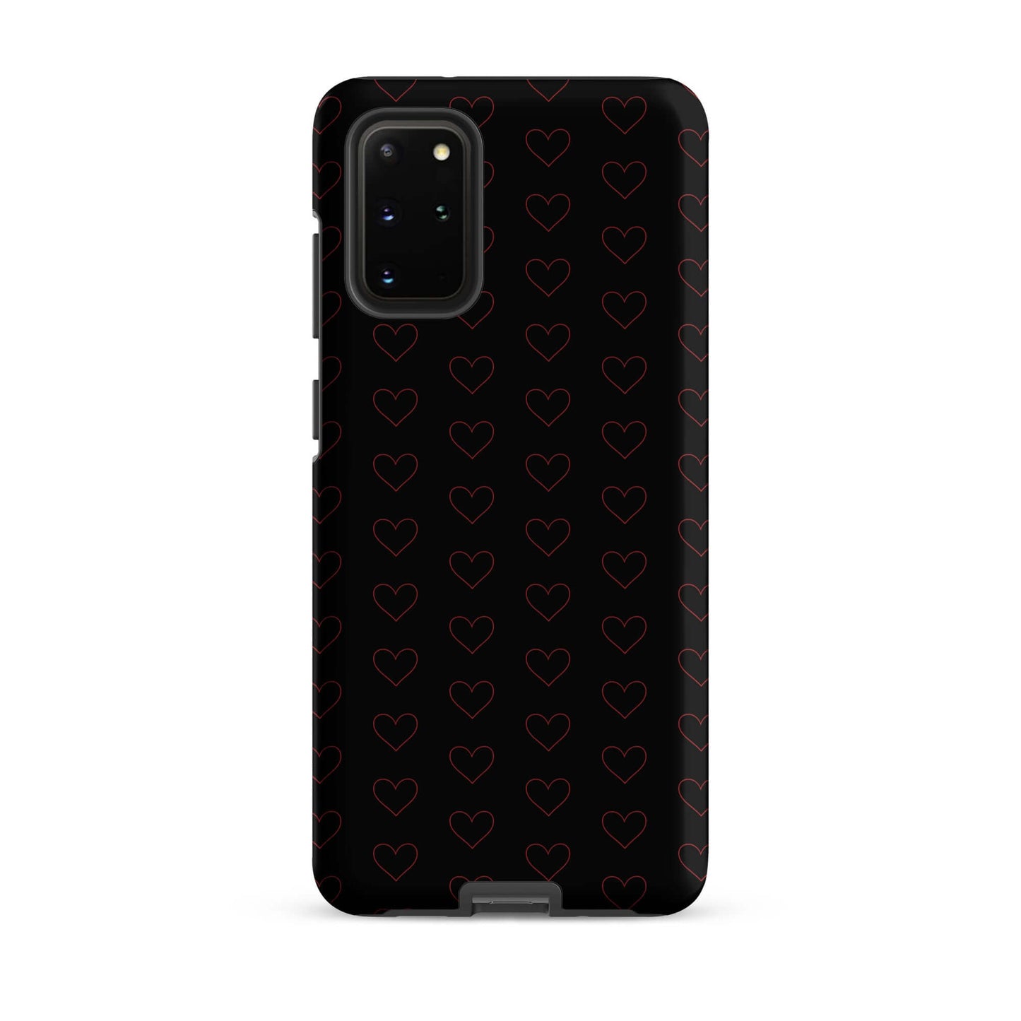 Phone Case for Samsung Galaxy featuring a stylish crimson heart pattern on a black background.