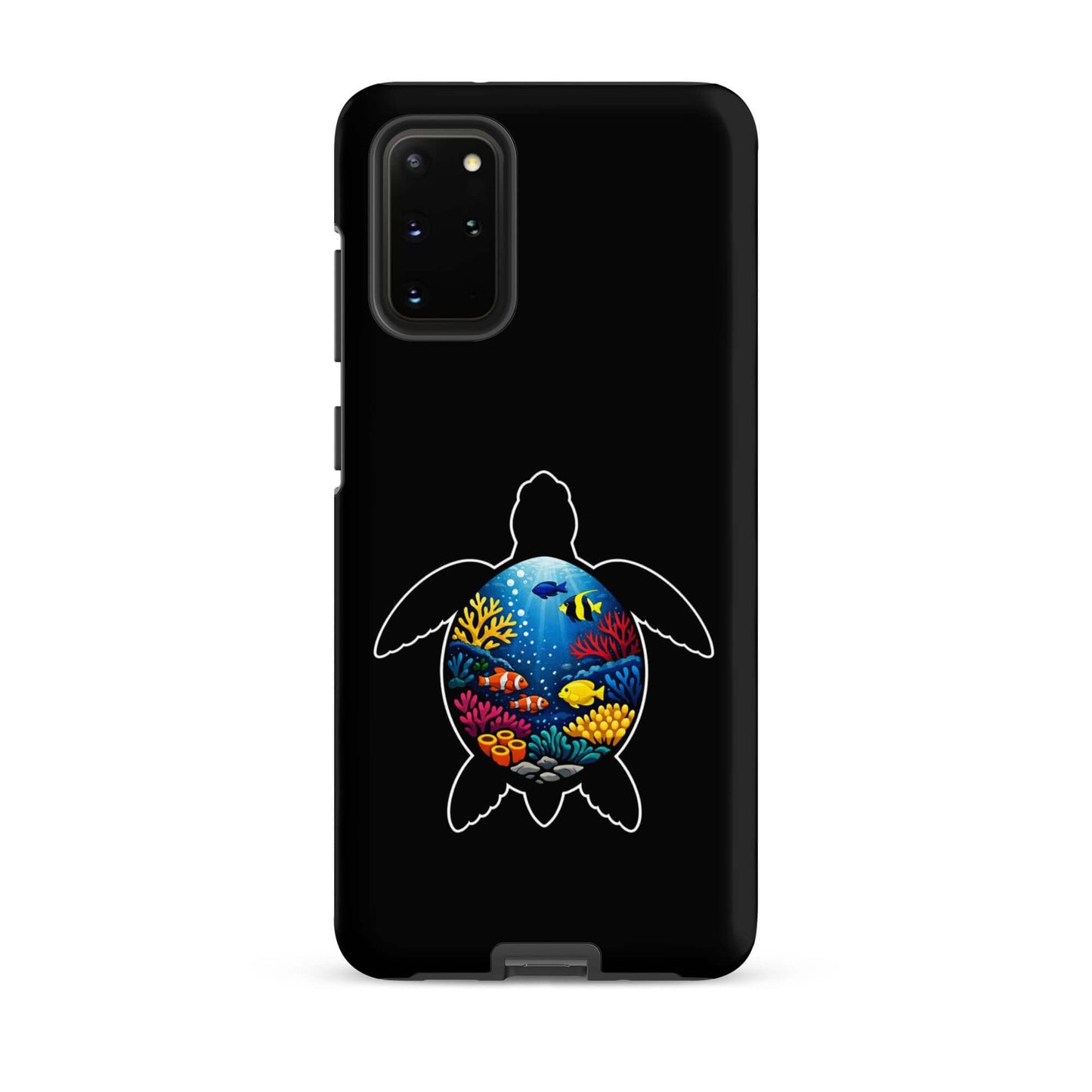 Phone case for Samsung Galaxy featuring vibrant sea turtle reef design and colorful coral scene.
