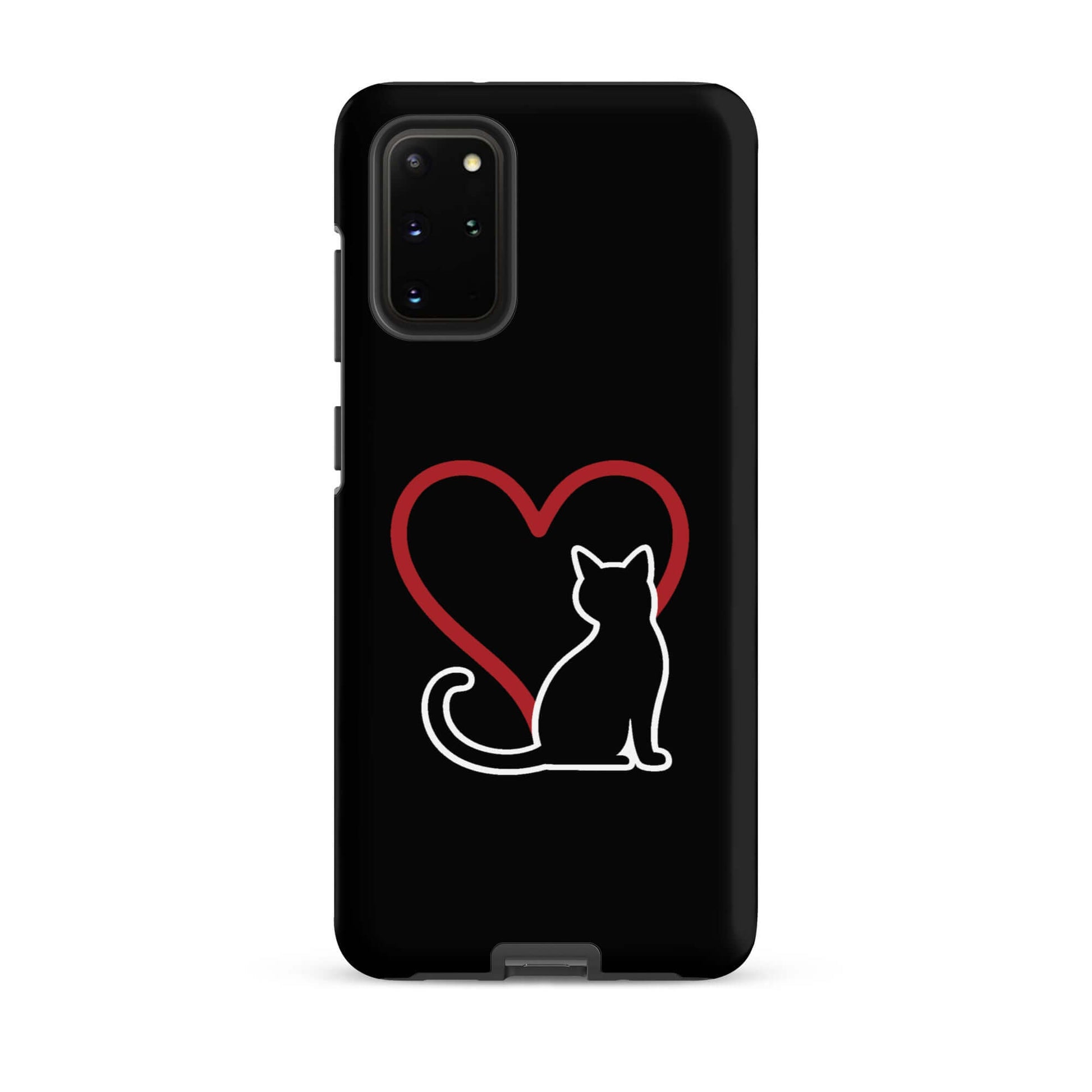 Phone Case for Samsung Galaxy featuring a minimalist cat design with a heart, perfect for cat lovers.