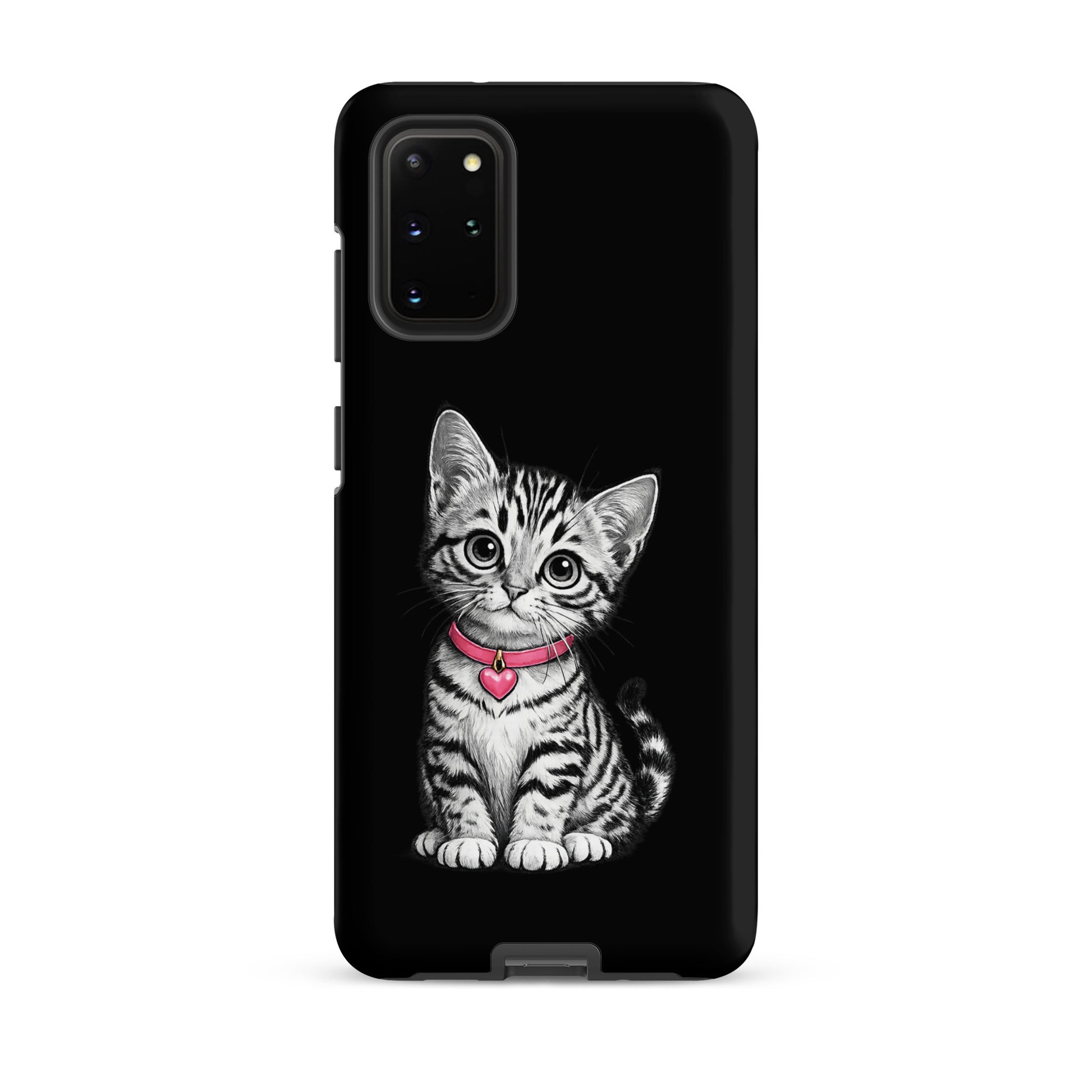Phone Case for Samsung Galaxy with kitten and pink heart charm design