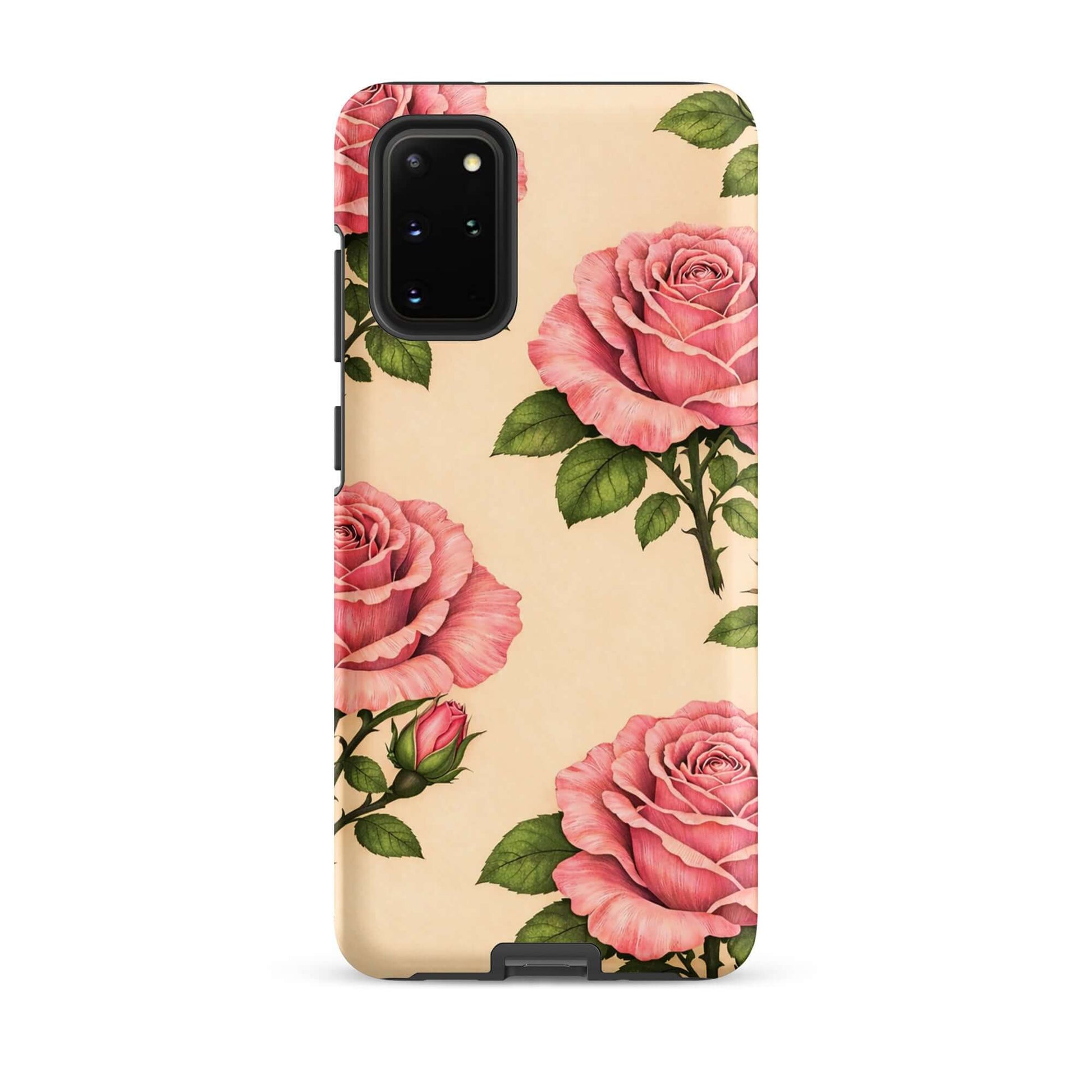 Phone Case for Samsung Galaxy with pink rose design on warm cream background