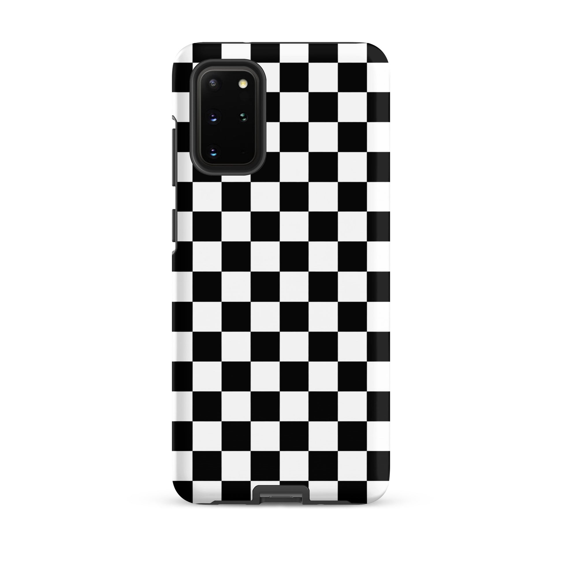 Phone Case for Samsung Galaxy with bold checkered design, black and white pattern, stylish and tough protection for your device.