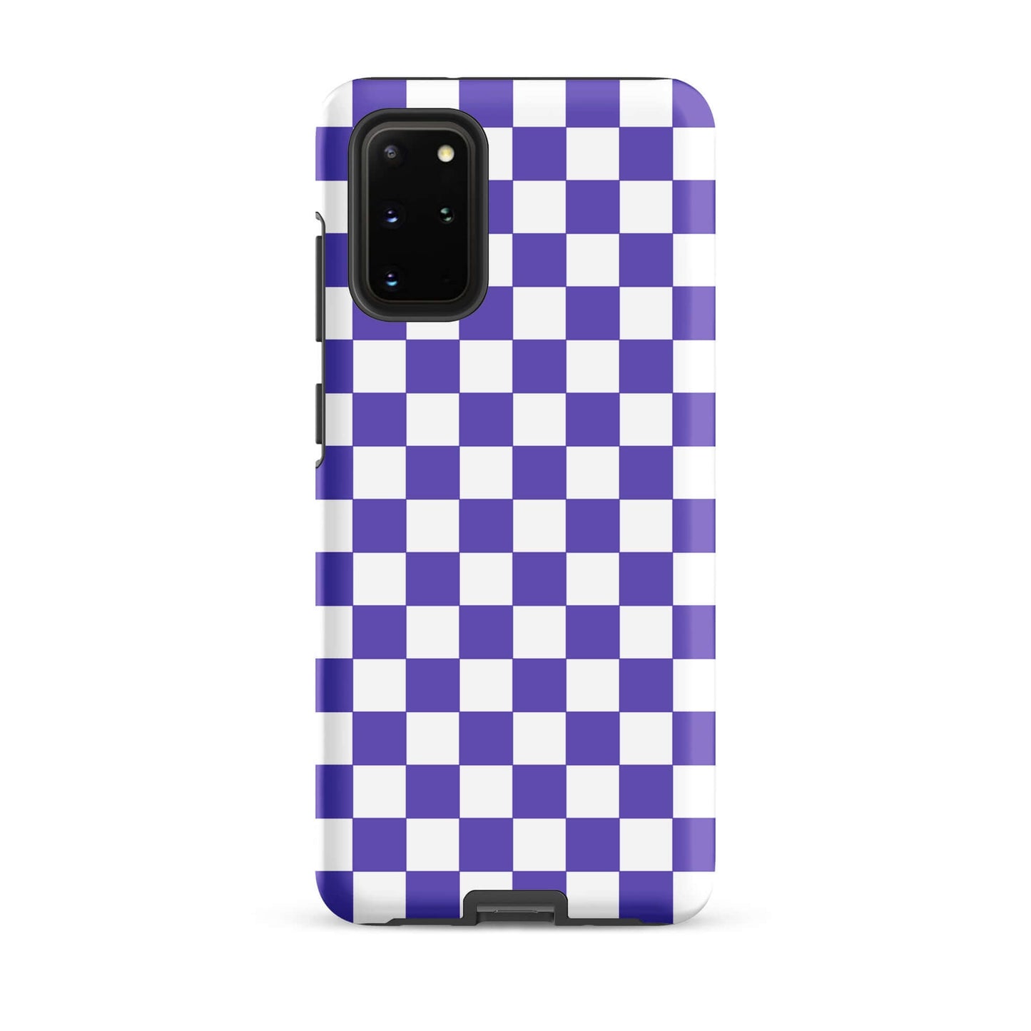 Phone Case for Samsung Galaxy with purple and white checkered pattern for style and fashion.