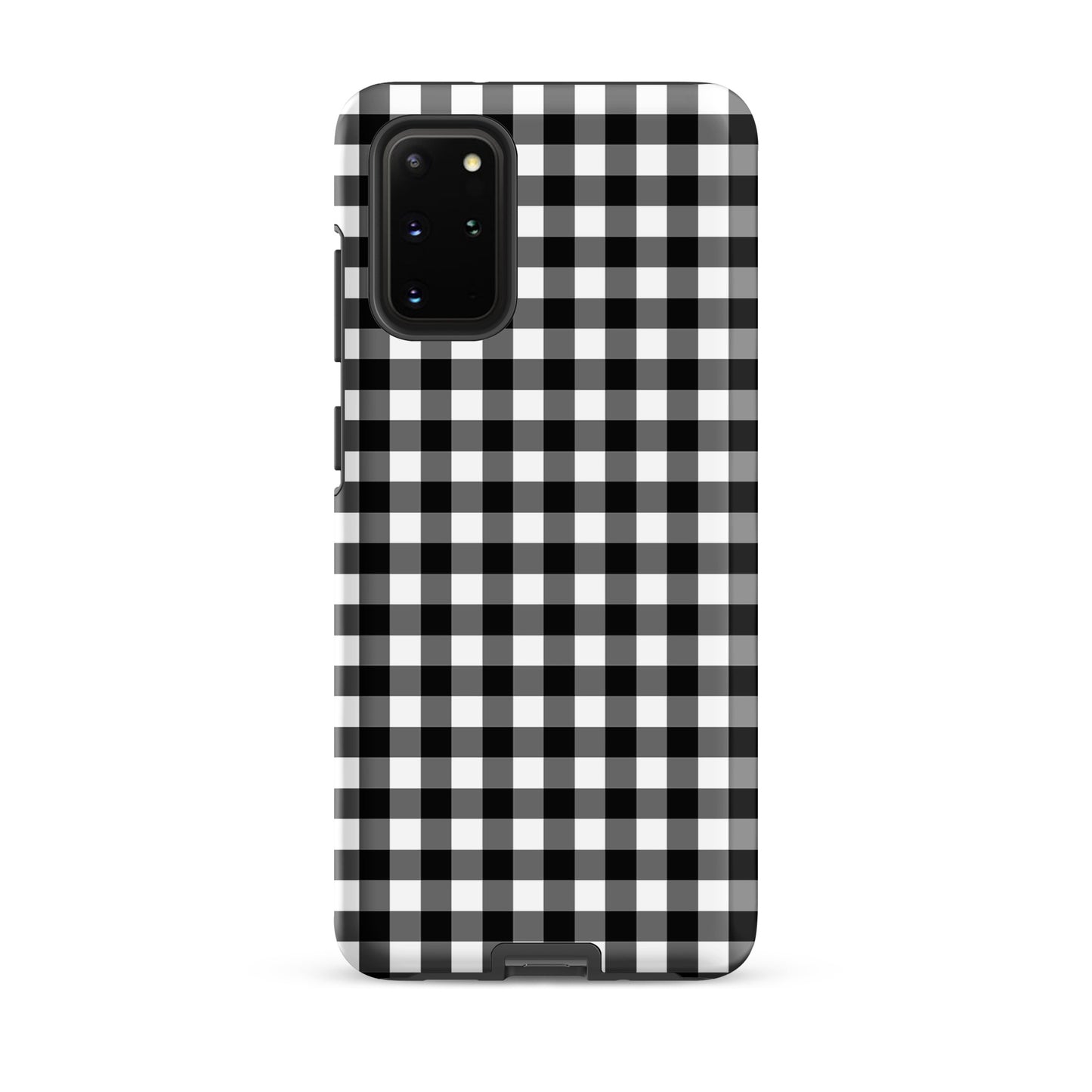 Phone Case for Samsung Galaxy in black and white gingham pattern, offering style and protection.