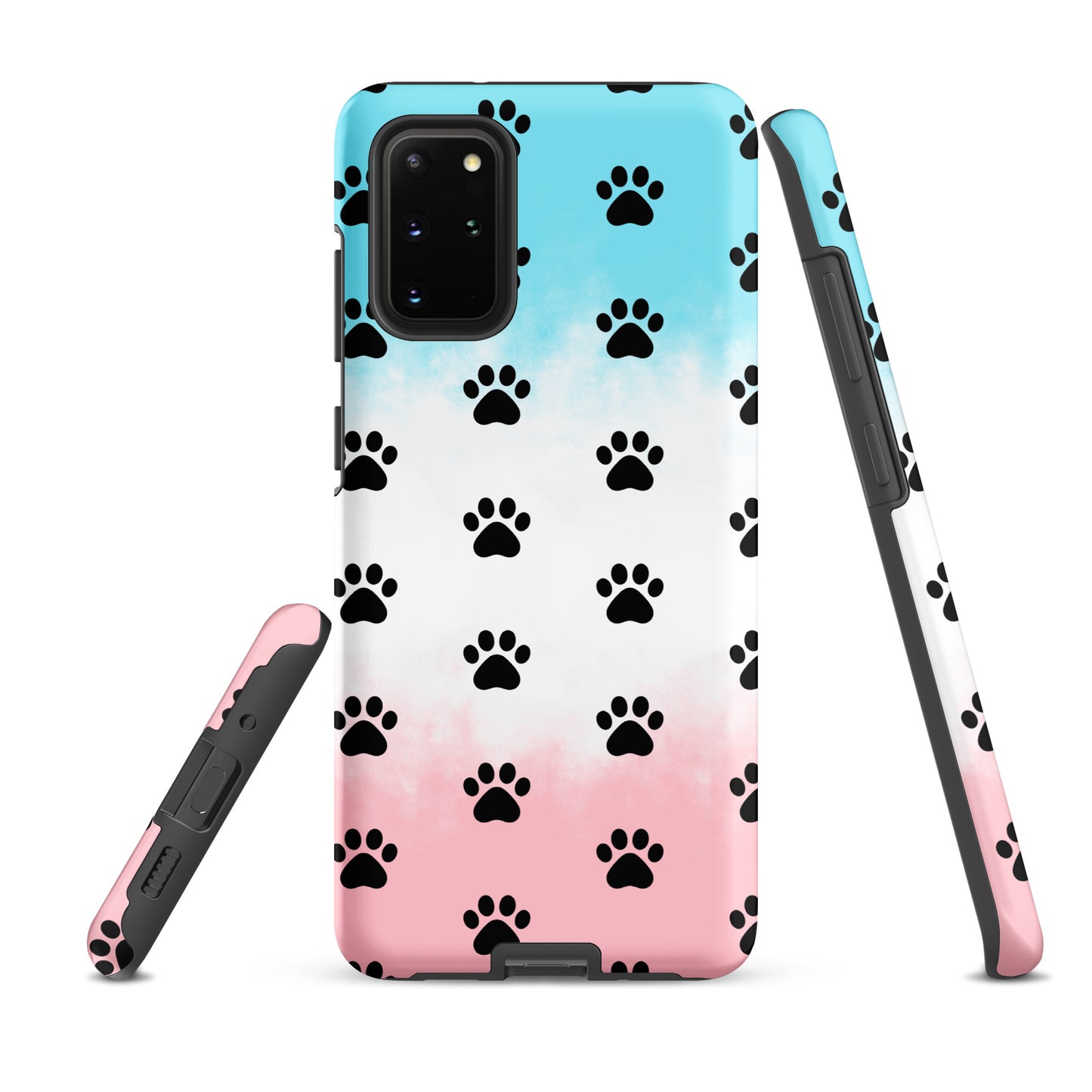 Phone Case for Samsung Galaxy with paw print pattern; transparent design lets phone color show through; perfect for pet lovers.
