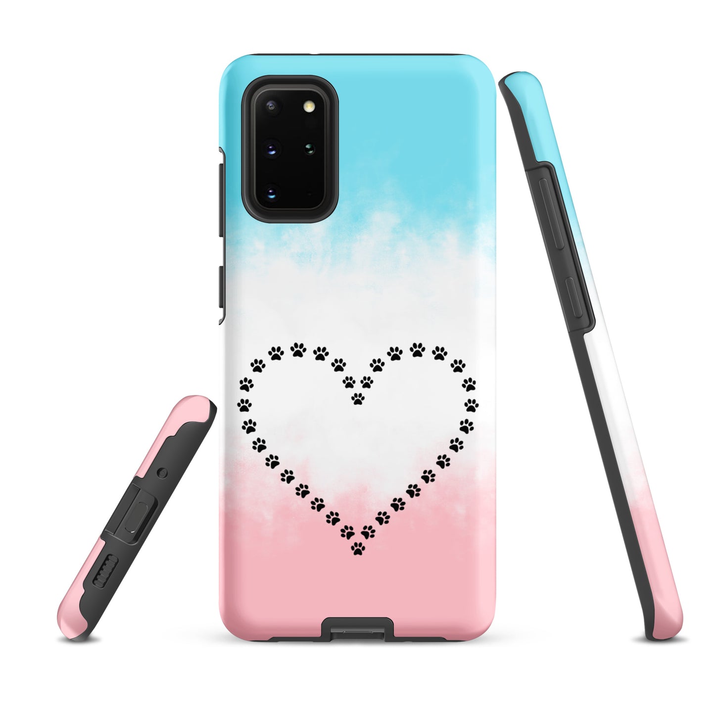 Phone Case for Samsung Galaxy with paw print heart design for pet lovers. Durable protection with whimsical animal theme.