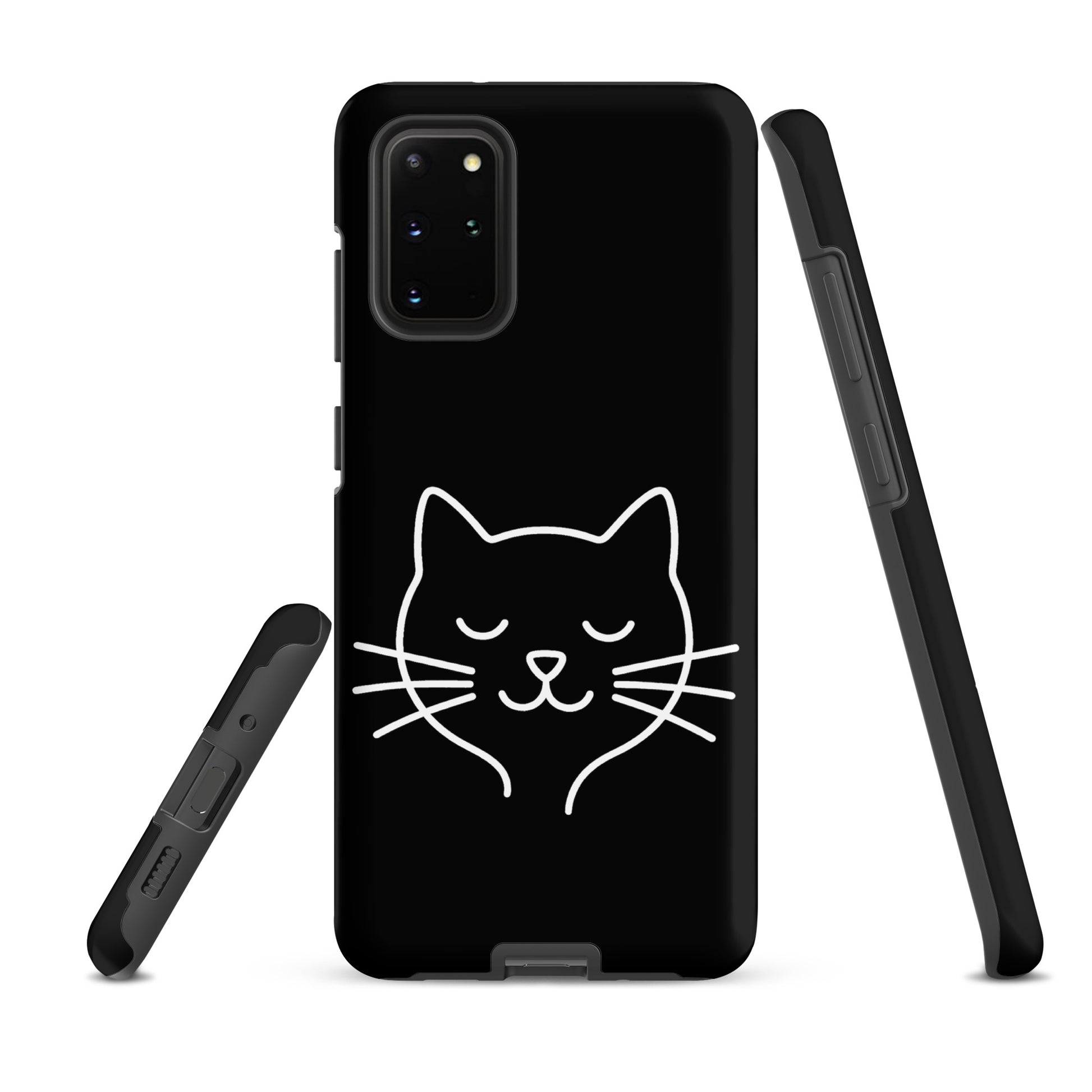Phone Case for Samsung Galaxy with cute minimalist cat line art design in black and white