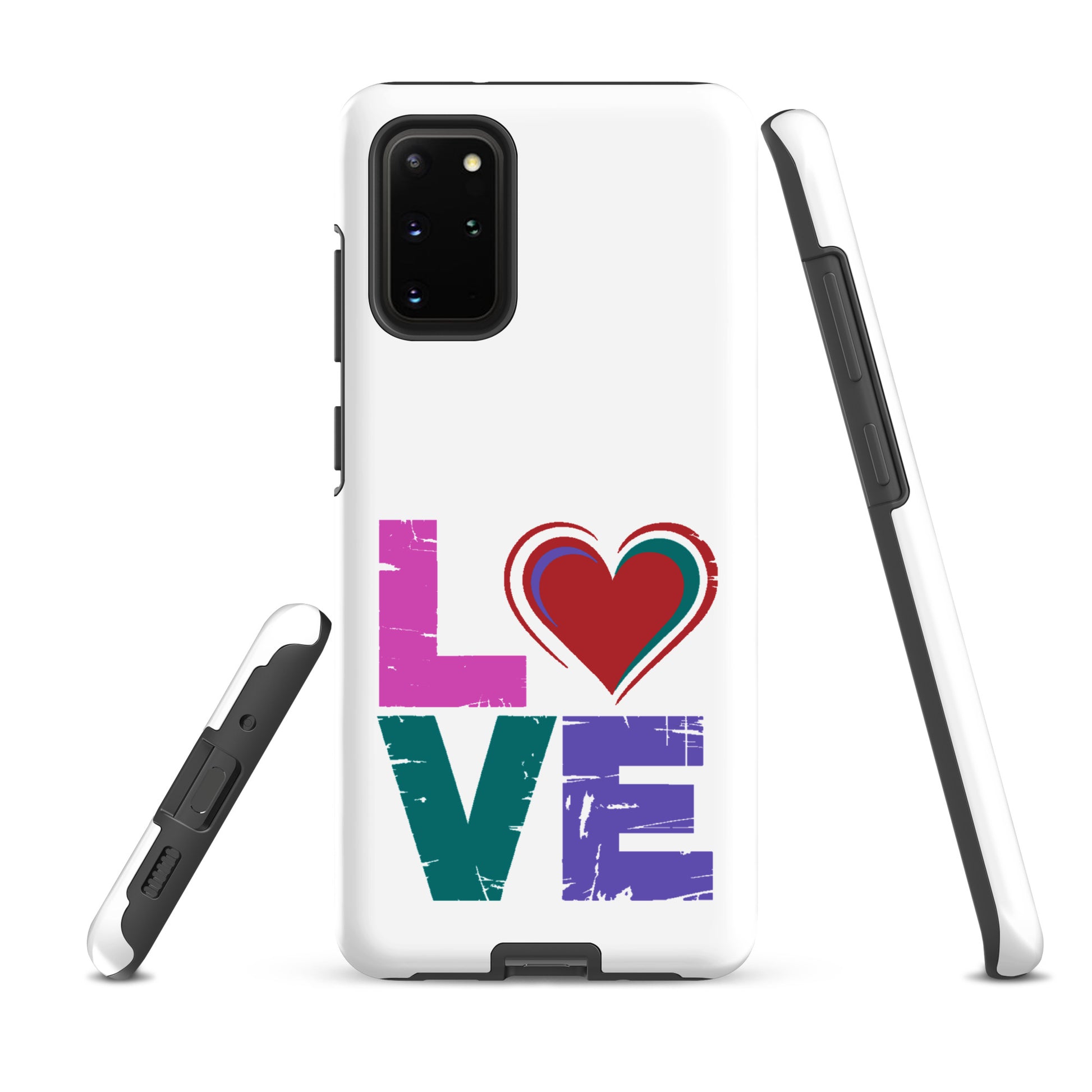 Phone Case - Love Dual Layer for Samsung Galaxy with heart design, tough protection.