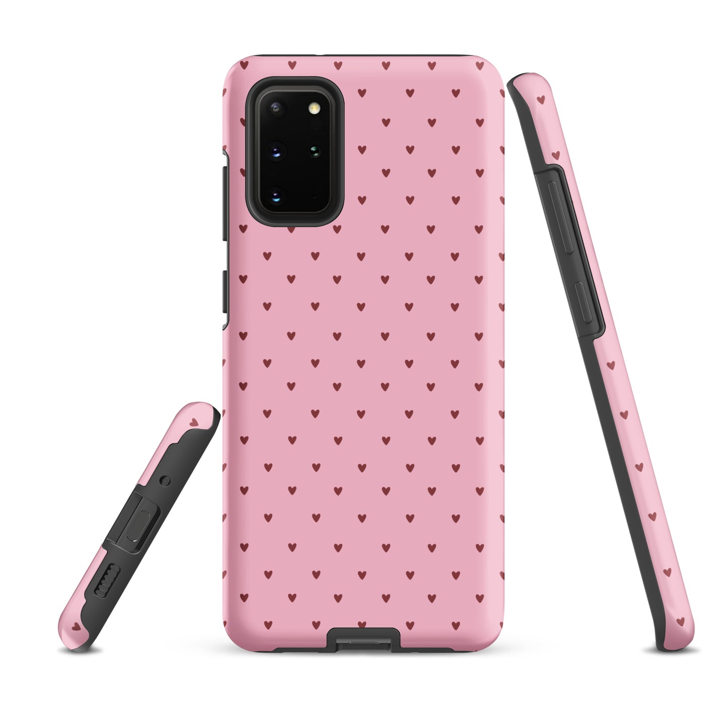 Phone Case for Samsung Galaxy with heart-dot pattern, playful pink polka-dot design, minimalist and stylish phone cover.