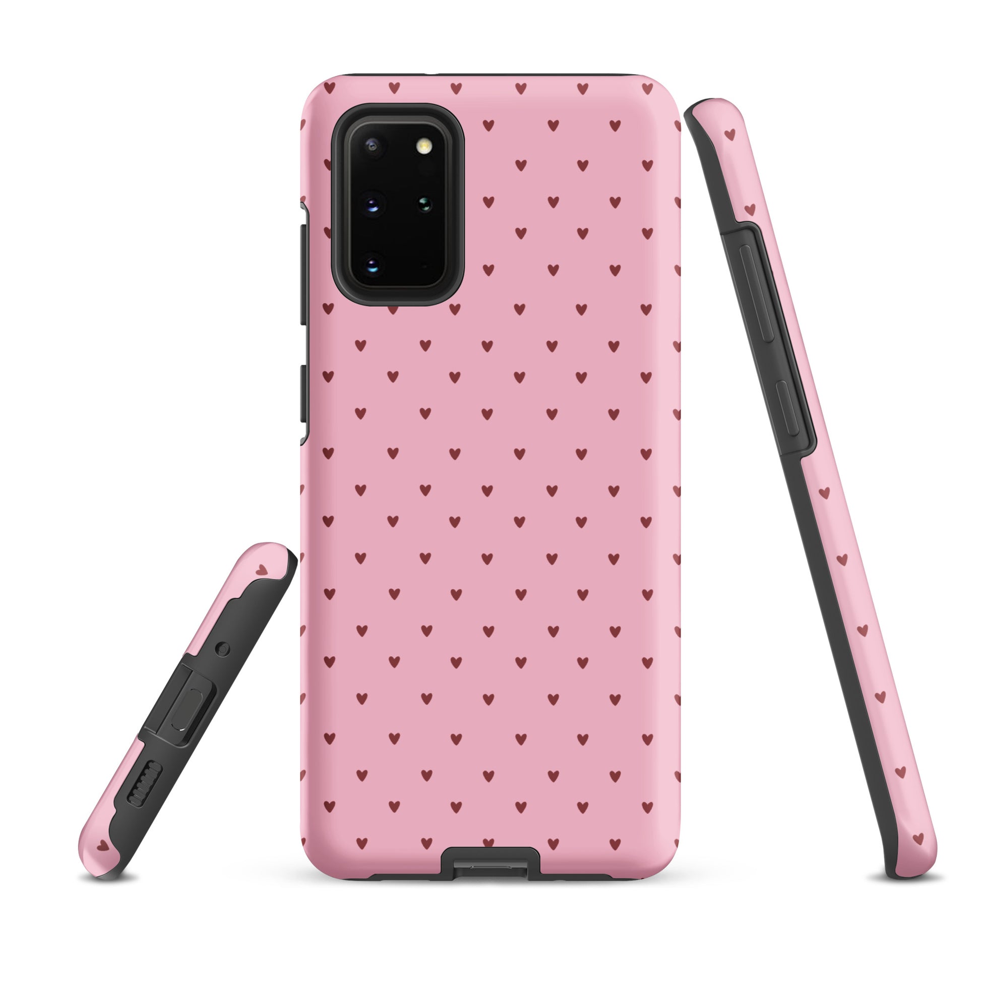 Phone Case for Samsung Galaxy with heart-dot pattern, playful pink polka-dot design, minimalist and stylish phone cover.