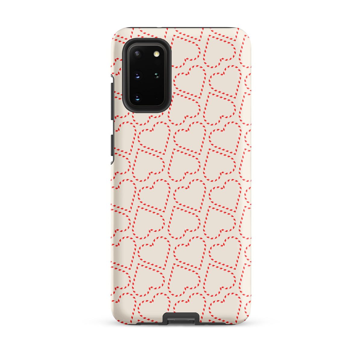 Phone Case with festive candy cane heart pattern for Samsung Galaxy, perfect for holiday cheer and winter celebrations.