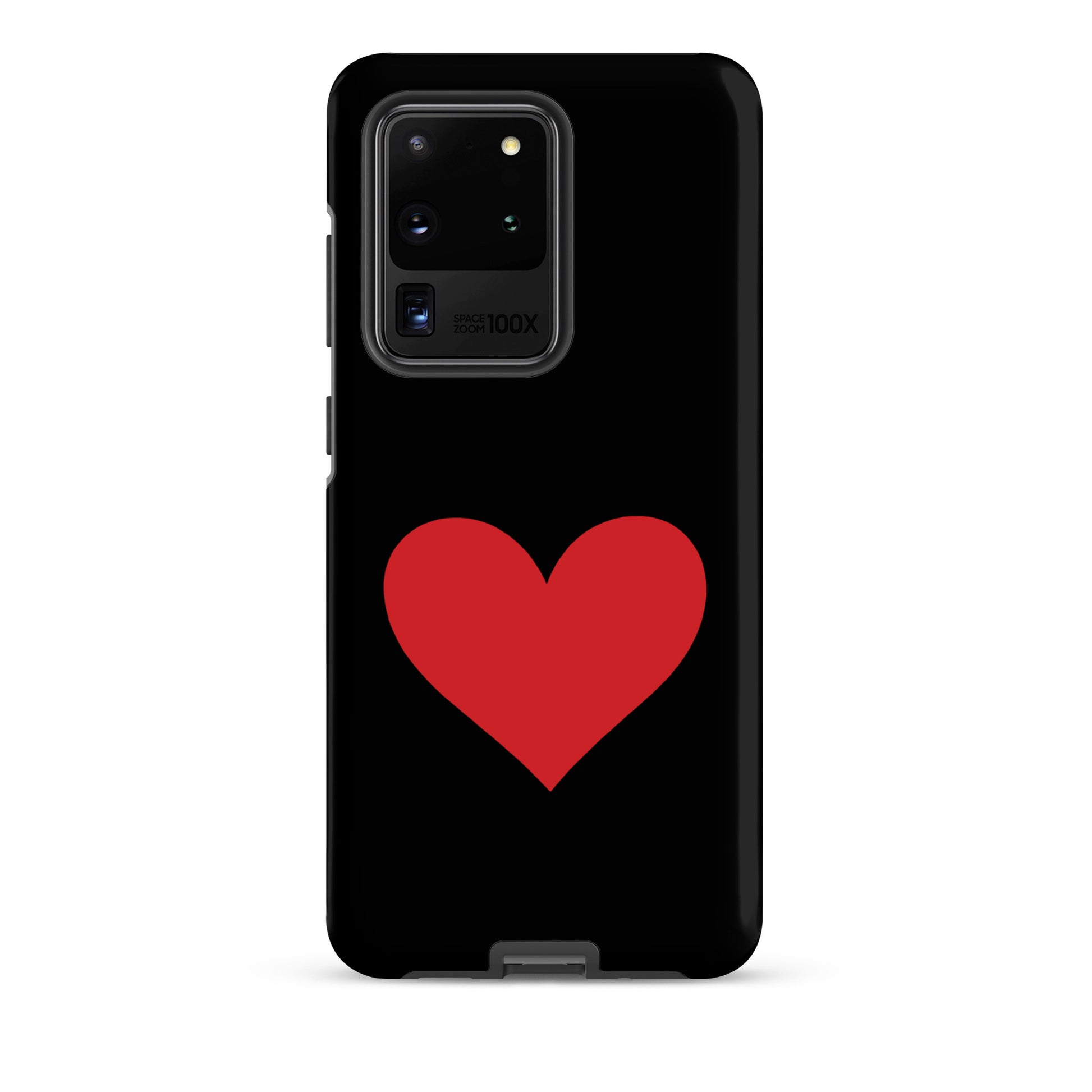 Phone Case for Samsung Galaxy with vibrant heart design on a black background