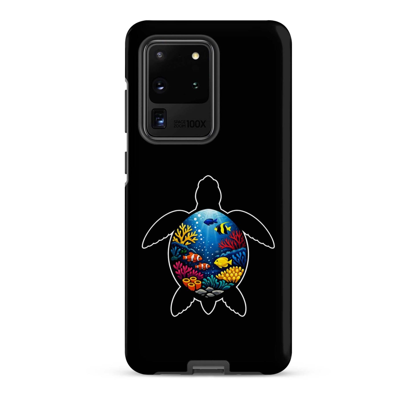 Phone case for Samsung Galaxy featuring vibrant sea turtle reef design with coral scene