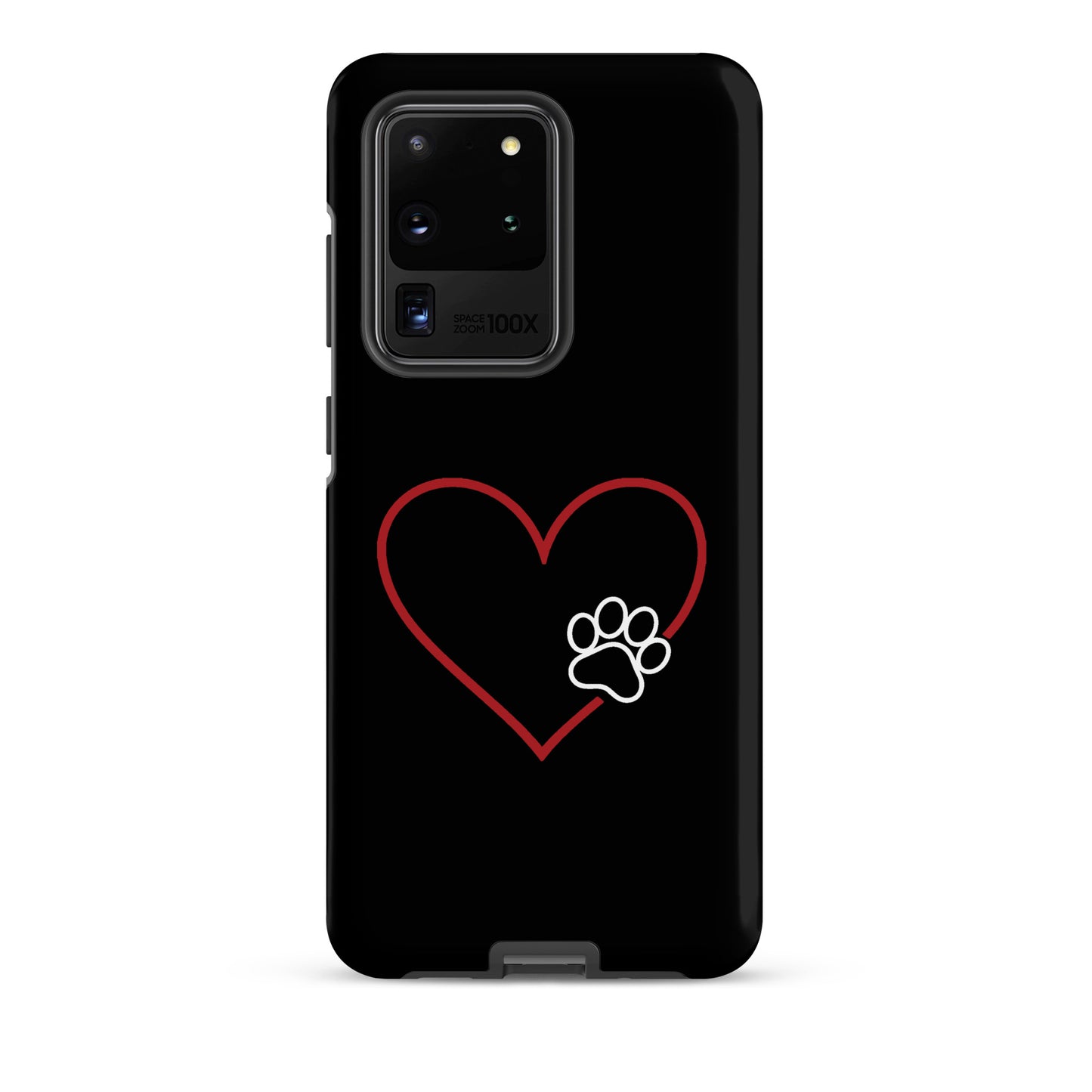 Phone Case for Samsung Galaxy with heart and paw print design, expressing love and loyalty towards pets, offers stylish protection.
