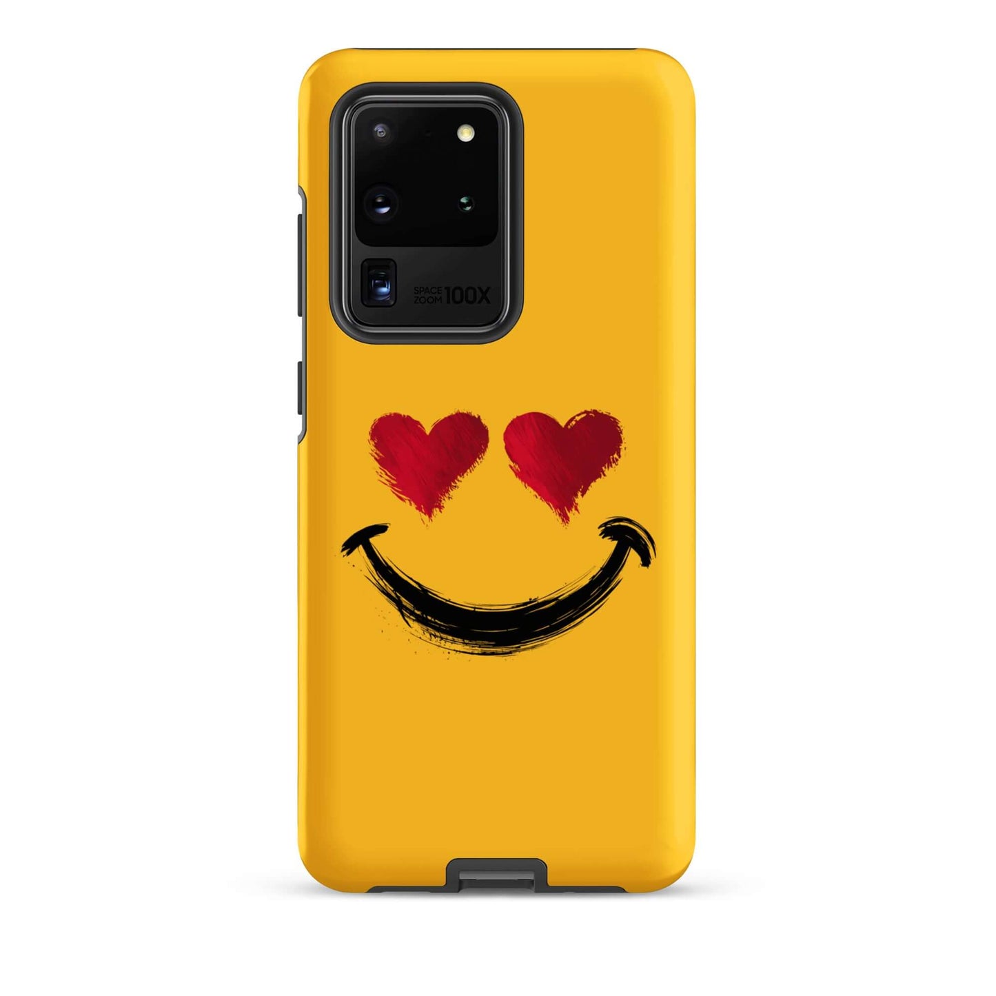 Phone Case for Samsung Galaxy featuring heart-eyes smiley art design in bold colors.