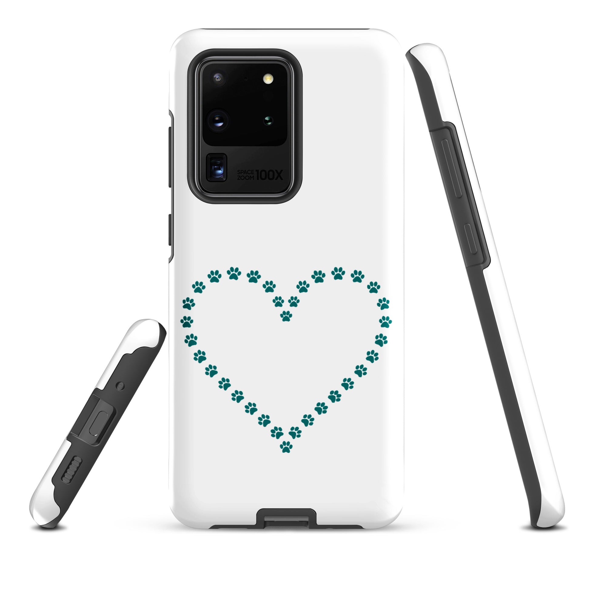 Phone Case for Samsung Galaxy with paw print heart design for pet lovers, featuring durability and minimalist animal theme.