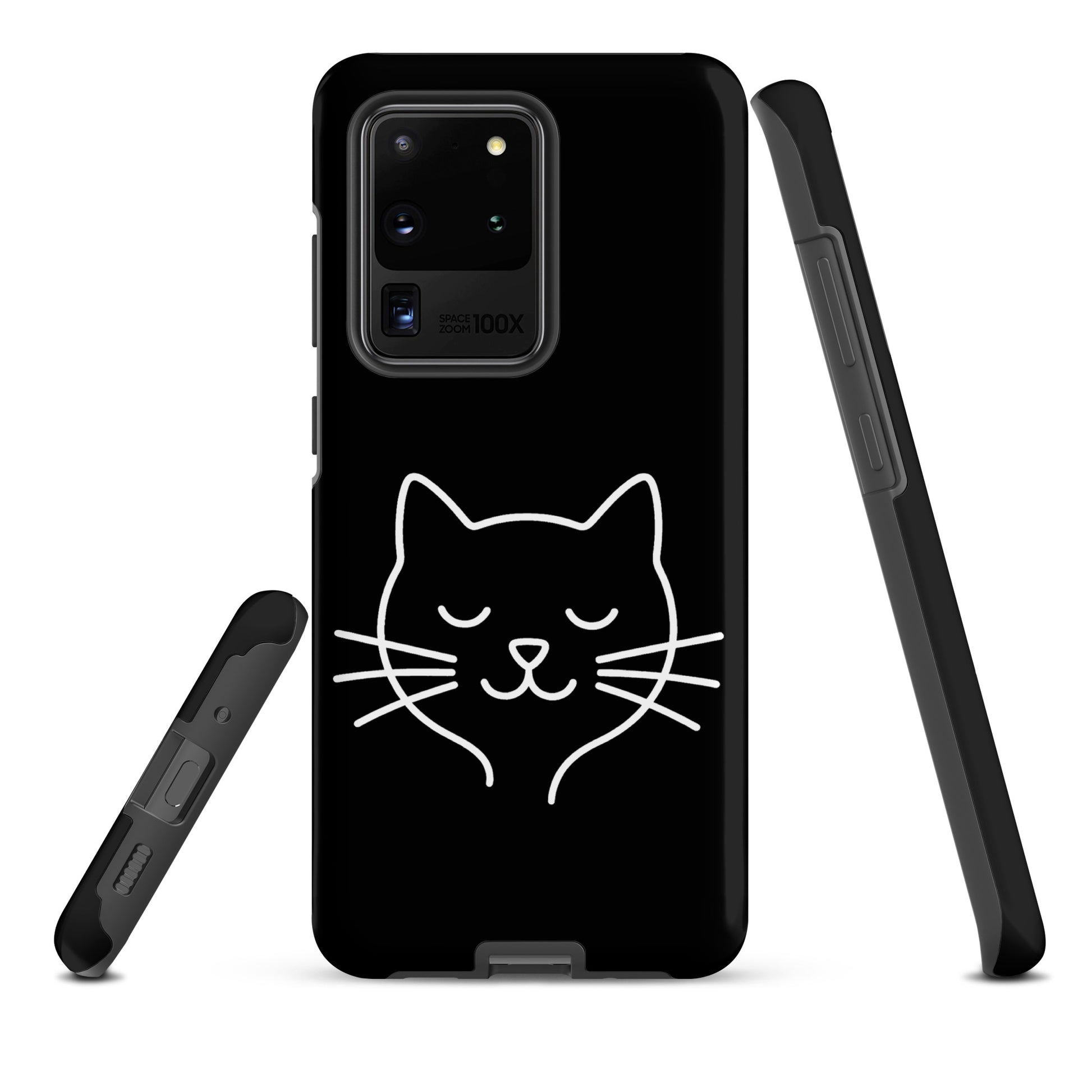 Phone Case for Samsung Galaxy featuring cute minimalist cat line art design, perfect accessory for cat lovers seeking style and protection.