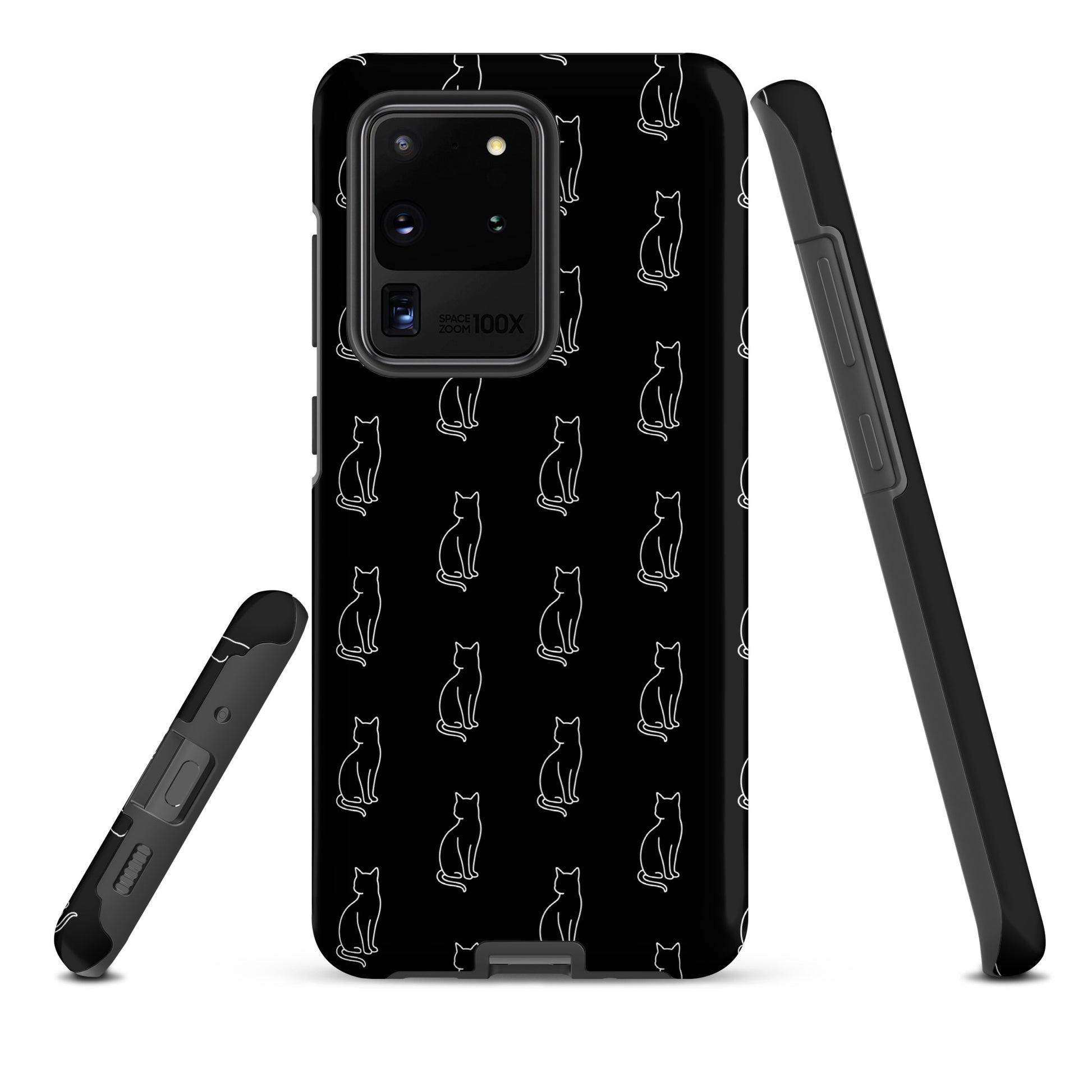 Phone Case for Samsung Galaxy with sitting cat pattern, perfect for feline fans.
