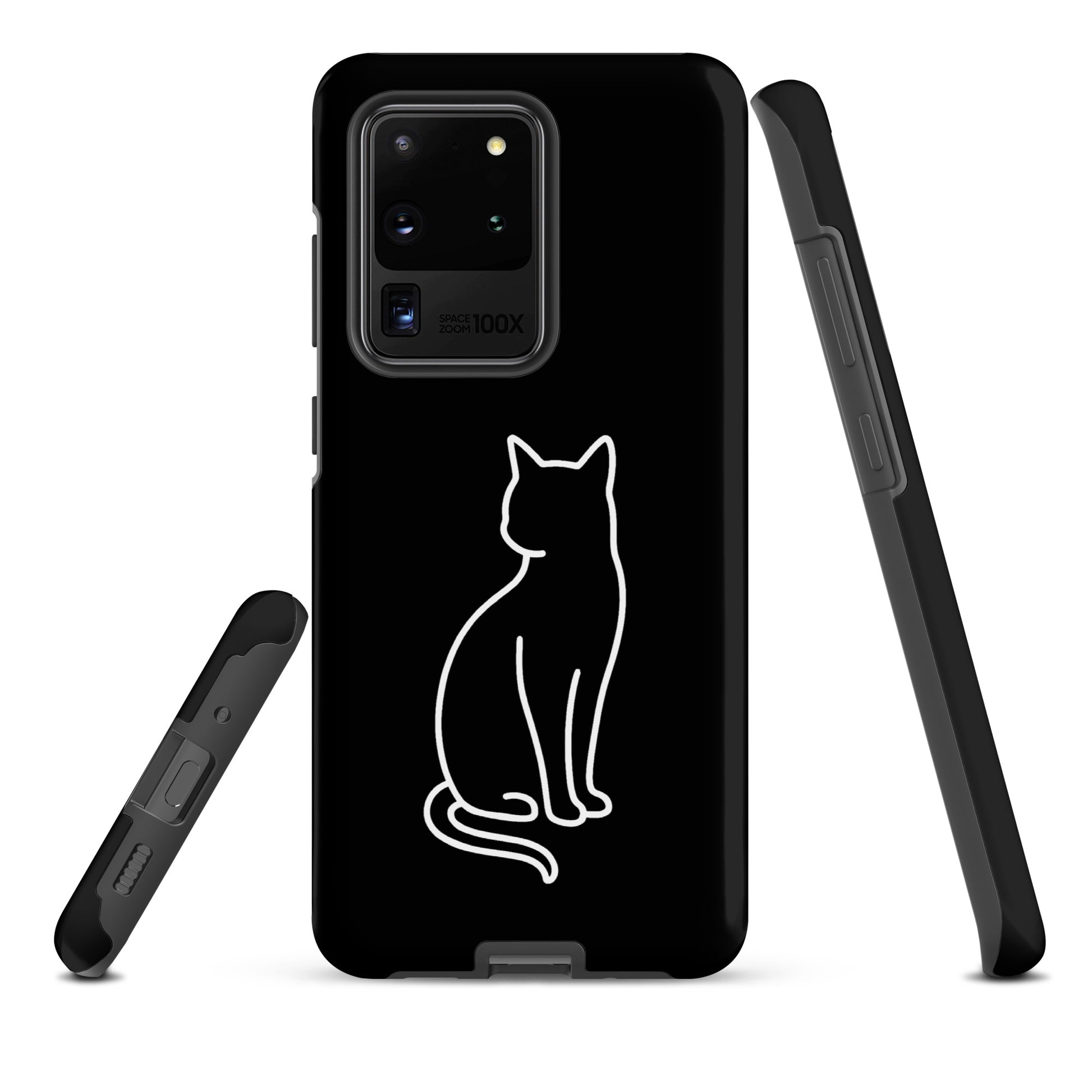 Phone Case for Samsung Galaxy with minimalist sitting cat design, perfect for modern pet lovers seeking style and protection.