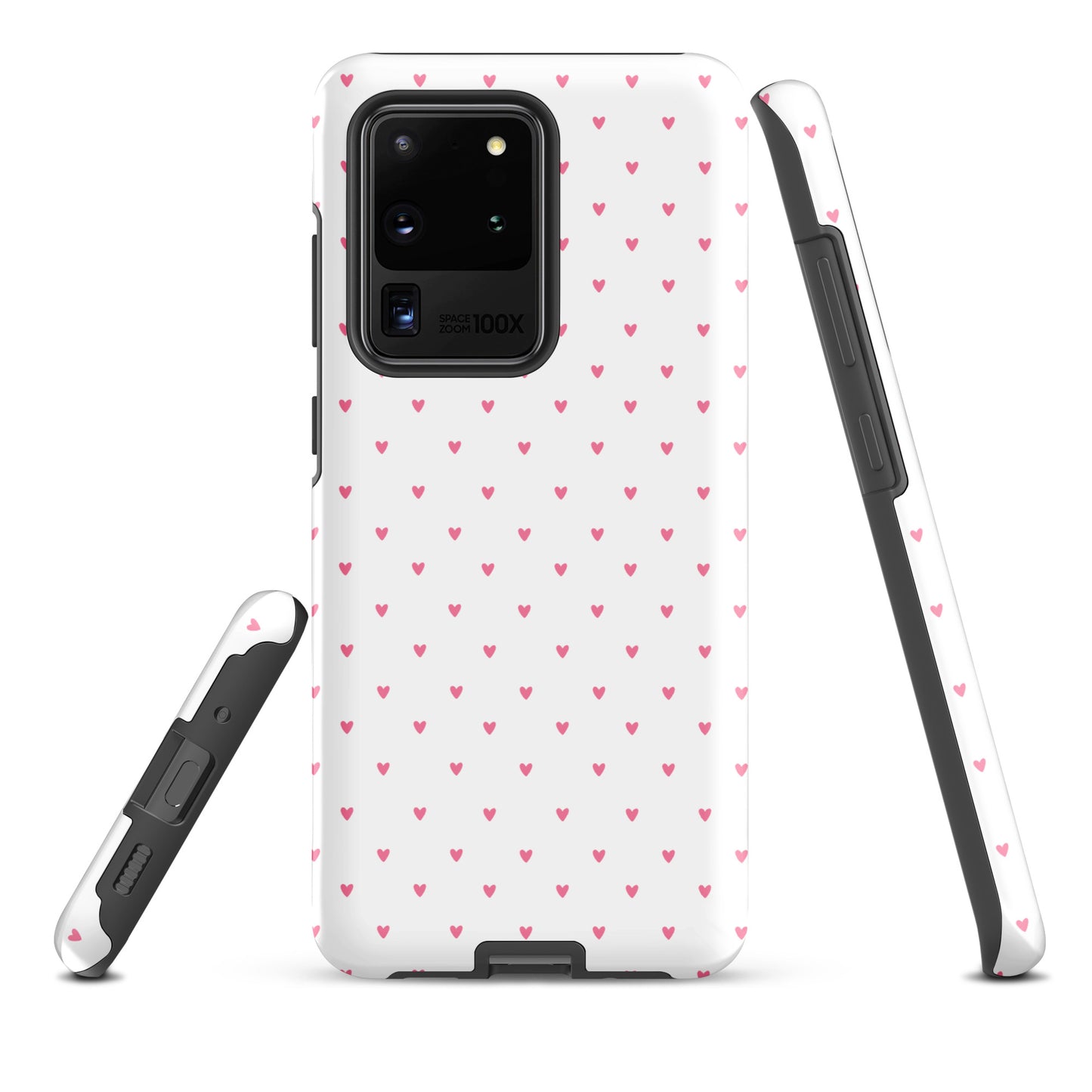 Phone Case for Samsung Galaxy with heart-dot pattern, featuring a playful and cute design of tiny hearts on a bold background.